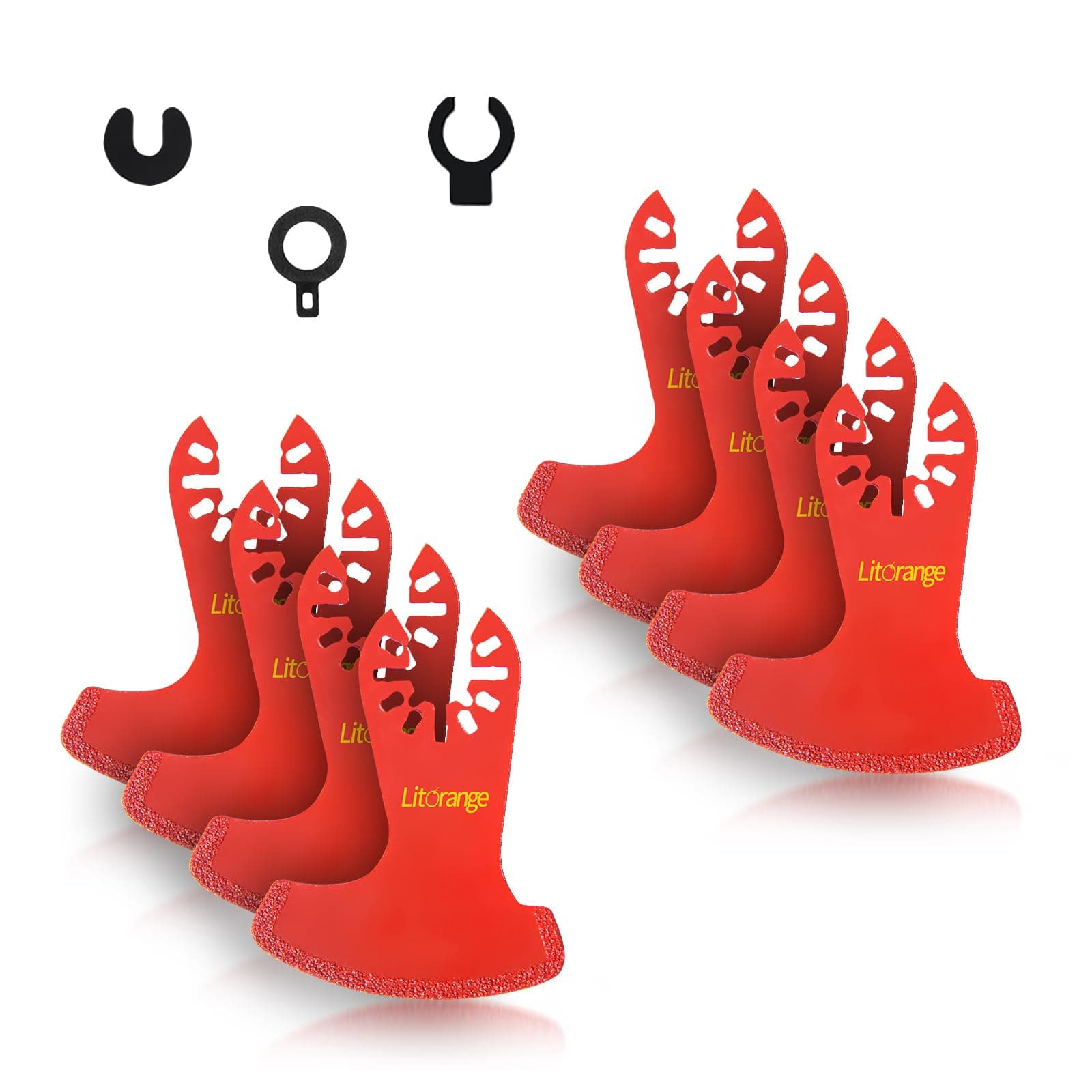 8 Pcs Diamond Oscillating Blades, Swing Diamond Multitool Saw Blades for Grout Removal, Flush Cut, Cleaning Mortar