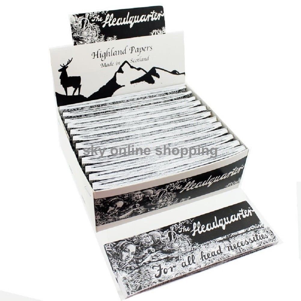 3 Booklets Highland Headquarters King Size Rolling Paper & Roach Card Tips Smoking Papers