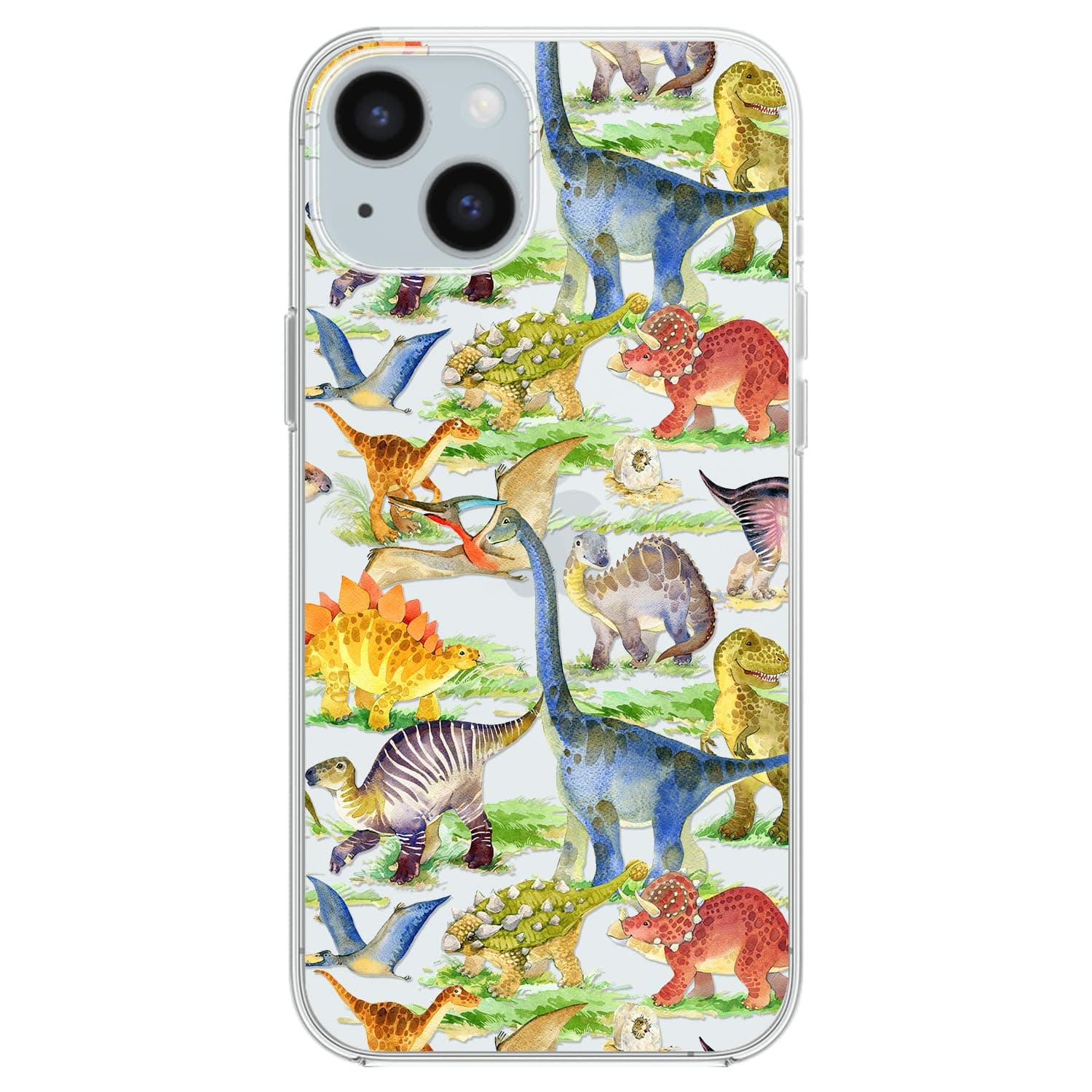 Blingy's for iPhone 15 Plus Case, Fun Dinosaur Style Funny Cartoon Animal Design Transparent Soft TPU Protective Clear Case Compatible for iPhone 15 Plus 6.7 inch (Dinosaur Design)