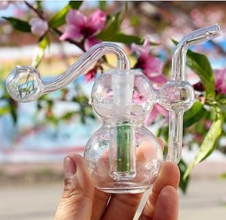 Mini Glass Bong Smoking Pipe Glass Oil Burner Water Bong Portable Water Pipe Glass Oil Pipe Bubbler Bong Small Oil Rigs for Smoking Bongs Smoking Glass Pipe Accessories 10mm