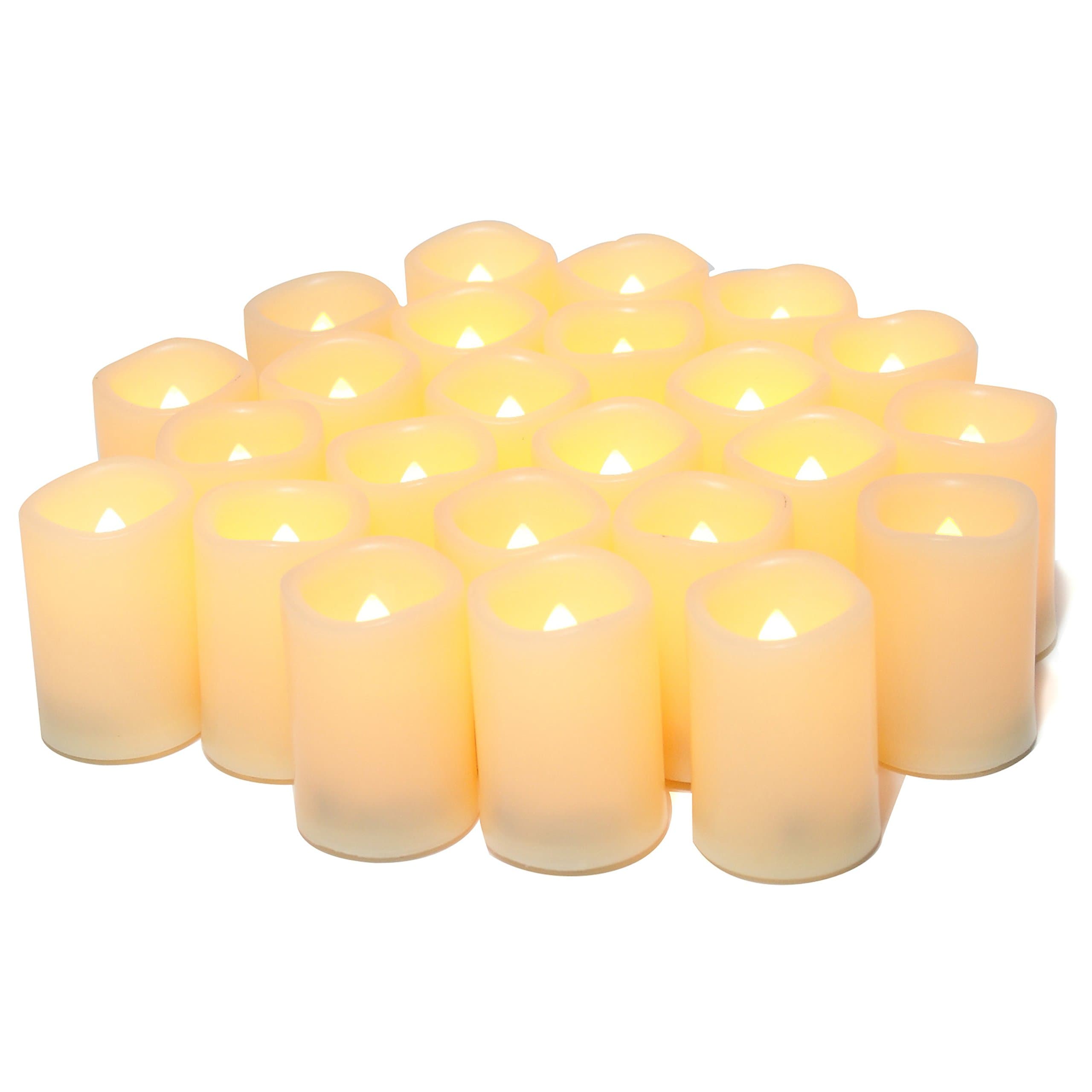 CANDLE IDEA Flameless Flickering Votive Tea Lights s Bulk Battery Operated Set of 24 Fake s/Flickering Tealights LED for Garden Wedding,Party, Christmas Decorations etc (Batteries Included)