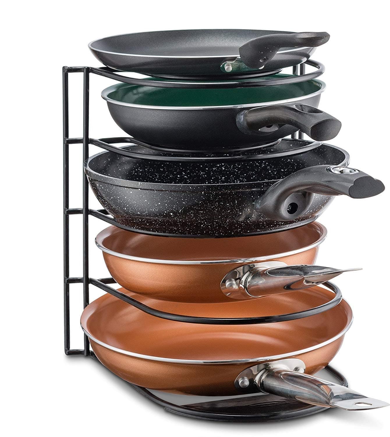 Pan Organizer Rack - Kitchen Closet Storage for Pots, Pans and Lids - Holds Up to 8 Items - Easy Screw or Adhesive Installation - by Bovado USA