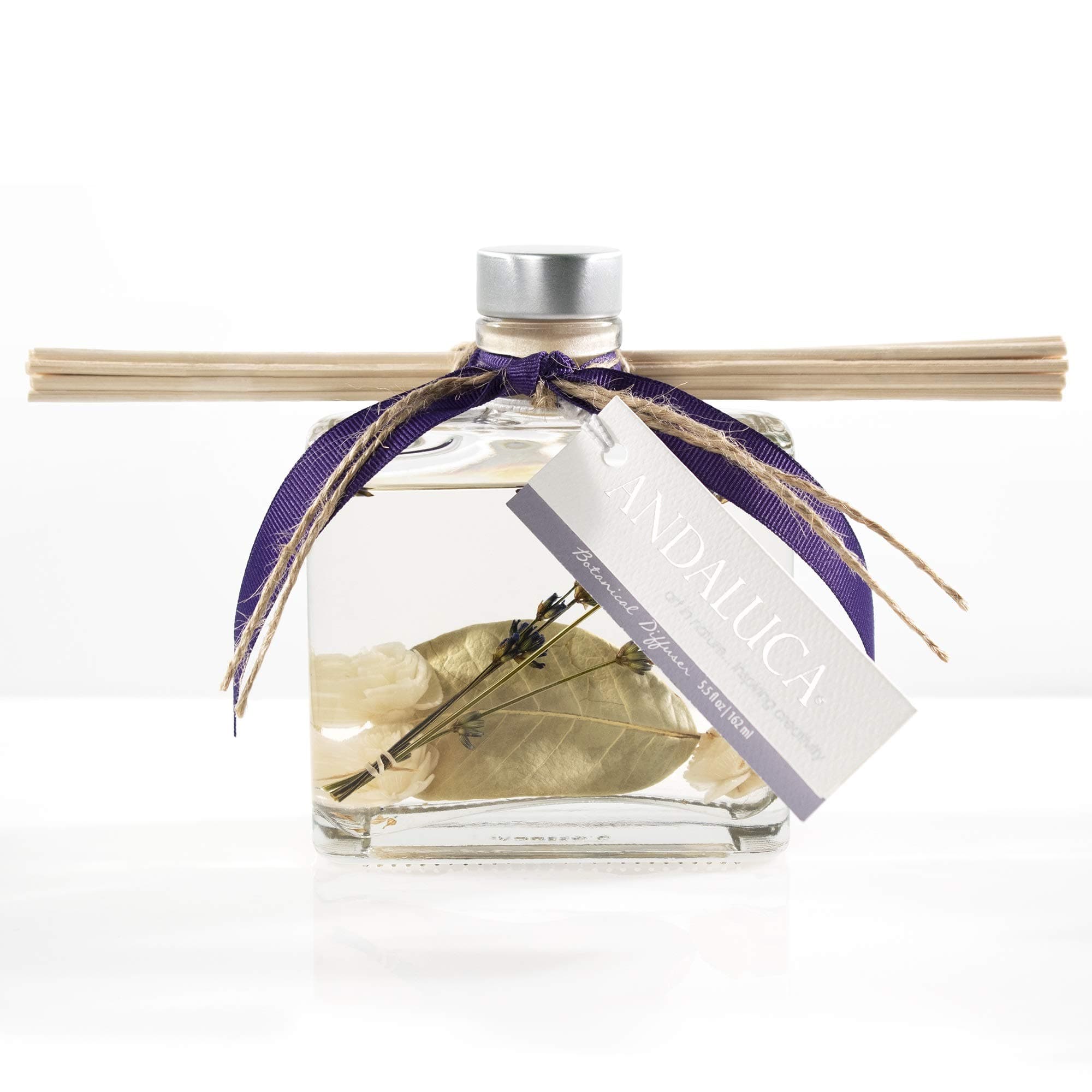 ANDALUCA Amber Lavender Botanical Reed Diffuser | 7.5 fl oz | Scents of Lavender, Amber and Geranium