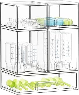 SpaceAid Bottle Storage Organizer Baby - Acrylic Bottles Station Organizer Container, Stackable Clear Drawers for Countertop, Vanity, Bathroom, Cabinet, Pantry Organization, 5 Pack, 2S2M1L, 15.4" H