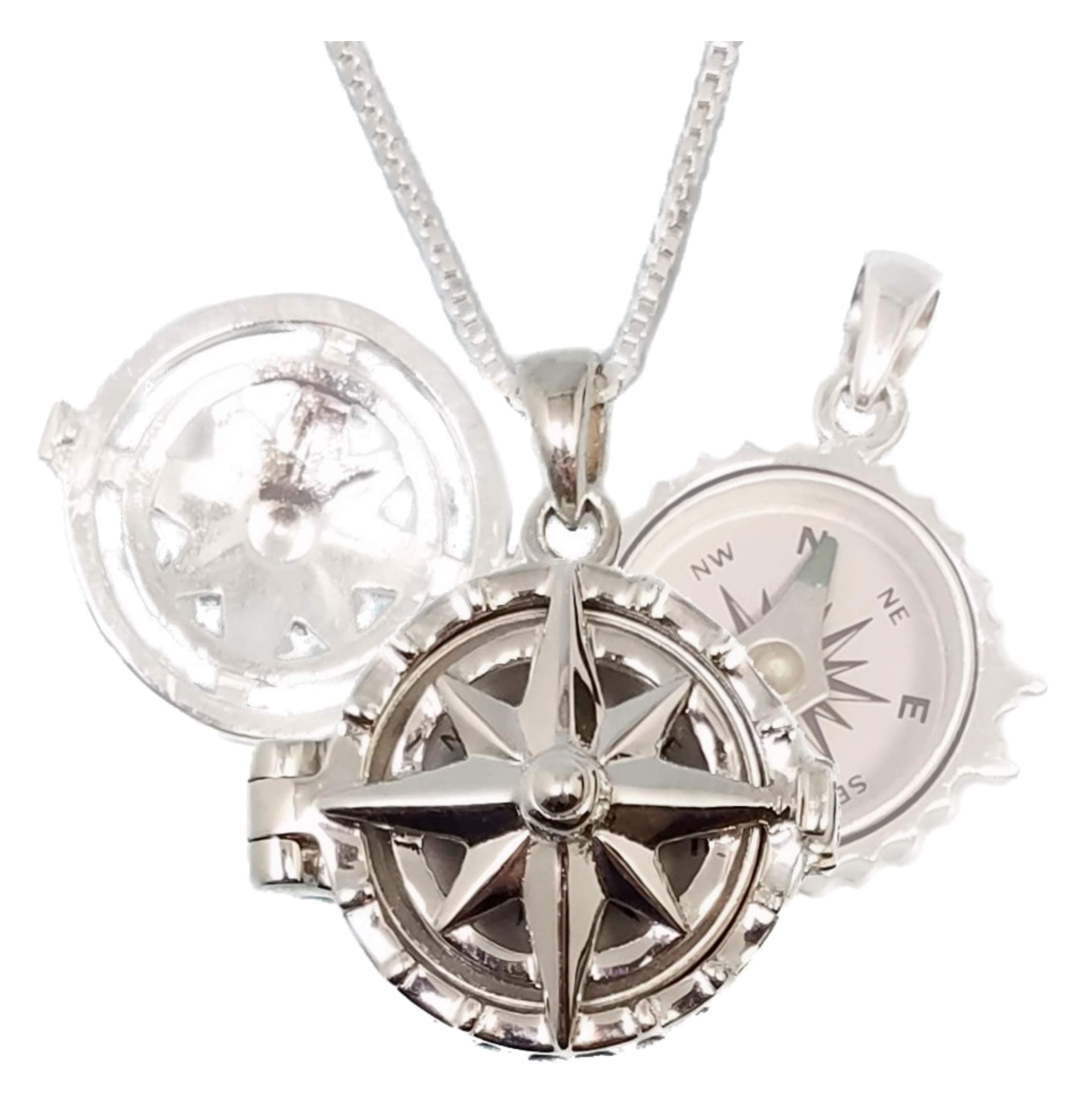 Stanley LondonSterling Silver Compass Rose Locket with Working Compass