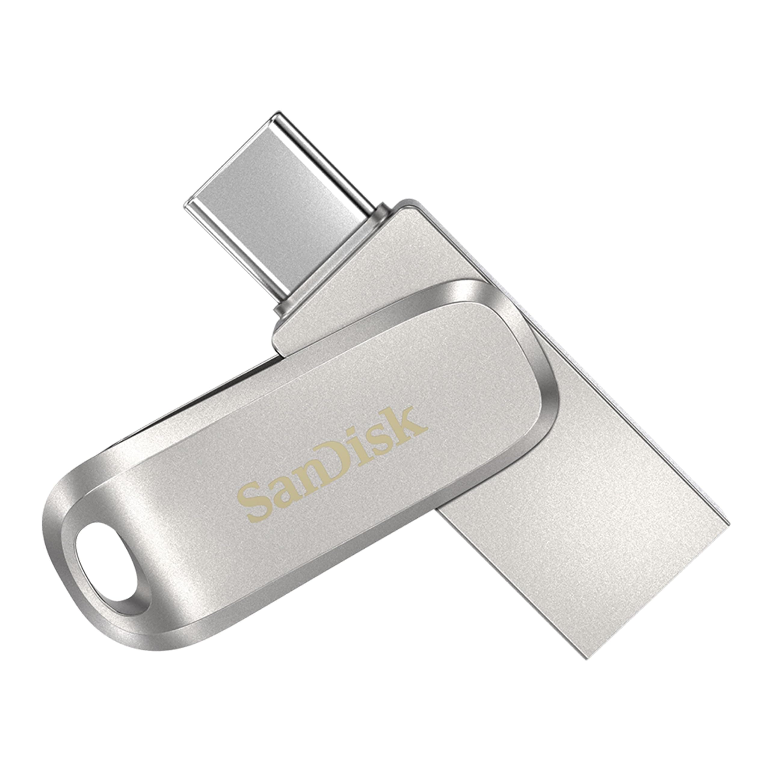 SanDisk Ultra Dual Drive Luxe USB Type-C Flash Drive 128GB (Memory stick up to 400 MB/s, Reversible Type-C & Type-A connectors for Smartphone, Tablets, Macs & computers, All Metal) Silver