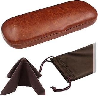 MyEyeglassCase Small Glasses case | Men’s Hard Eyeglass case with Pouch & Cloth | Slim Reading case