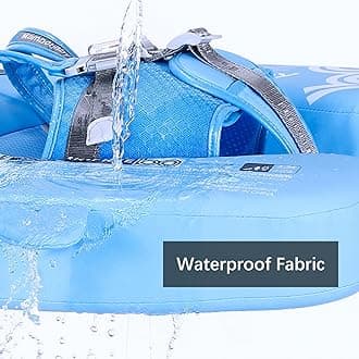 Baby Pool Float with UPF50+ 3D Adjustable Canopy, Add Tail Mambobaby Float Non Inflatable Infant Floats for Pool, Cartoon Narwhal Baby Floats (NBlue with Canopy-S05NBCTLUROHML01S05)