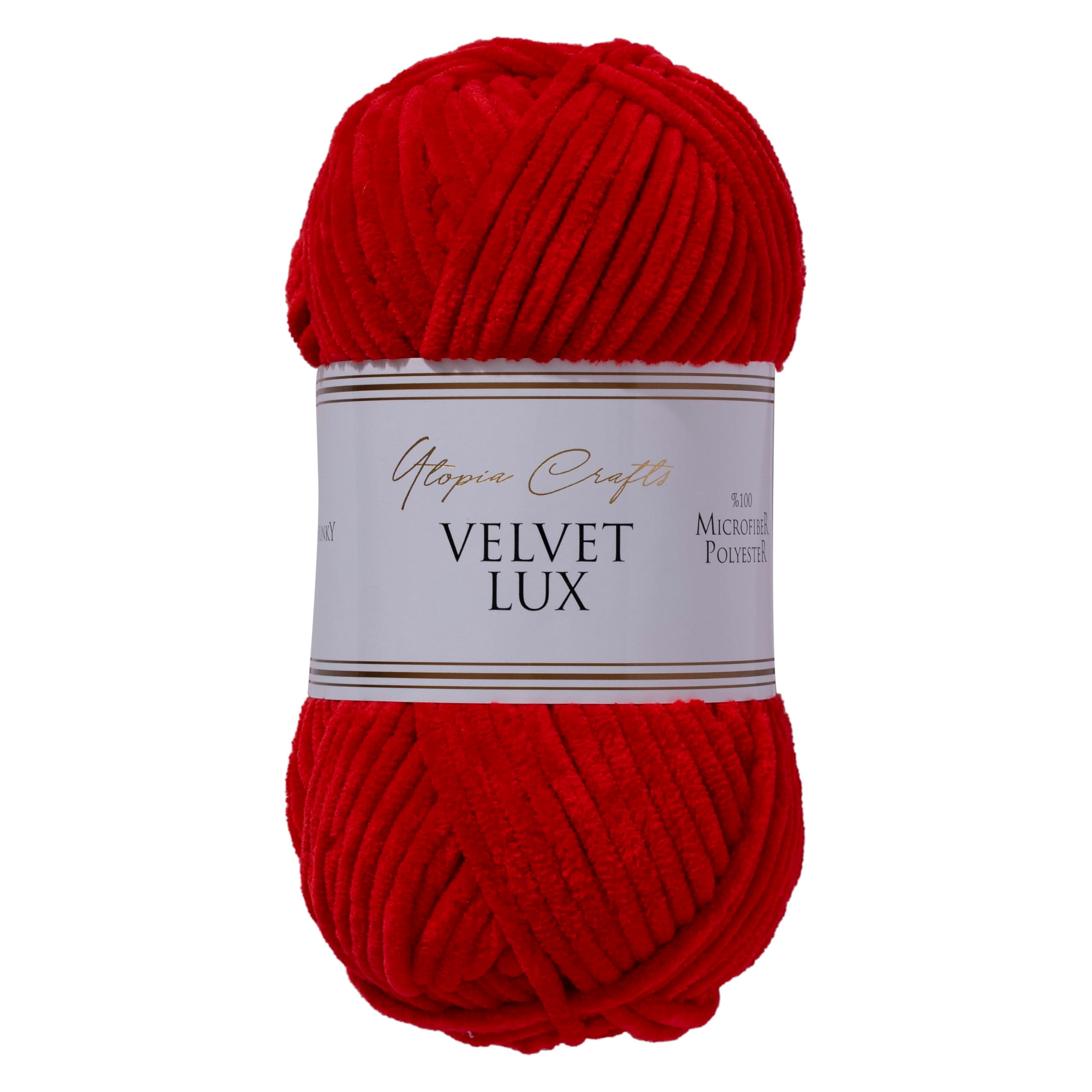 Utopia Crafts Velvet Lux Chenille Super Soft Chunky Yarn for Knitting and Crochet 100g (1, Red)