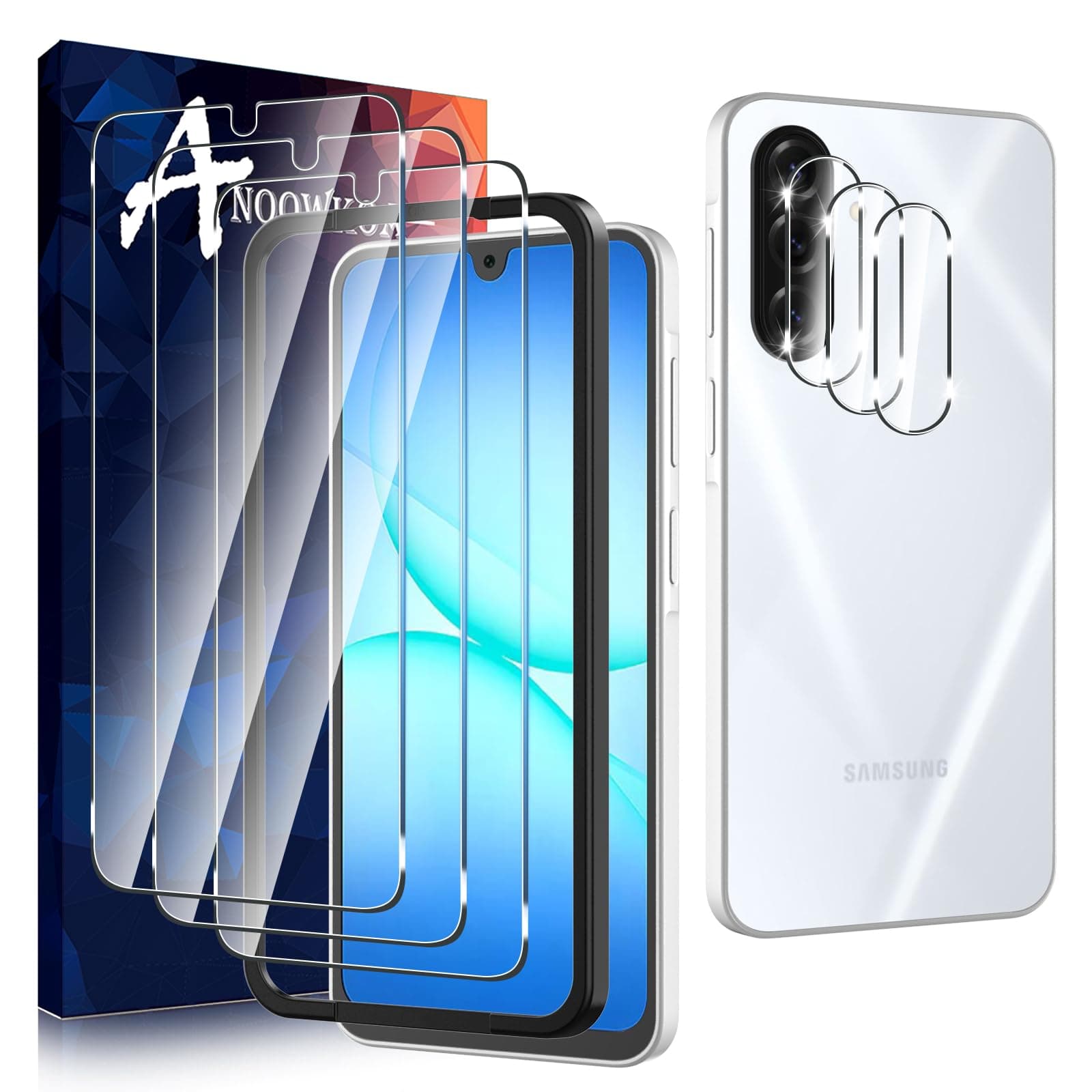 Anoowkoa 3 Pack for Samsung Galaxy A17 5G Screen Protector Tempered Glass + [3 Pack] Galaxy A17 5G Camera Lens Protector.9H Hardness.Support Fingerprint Unlock.Bubble-Free.Easy Installation