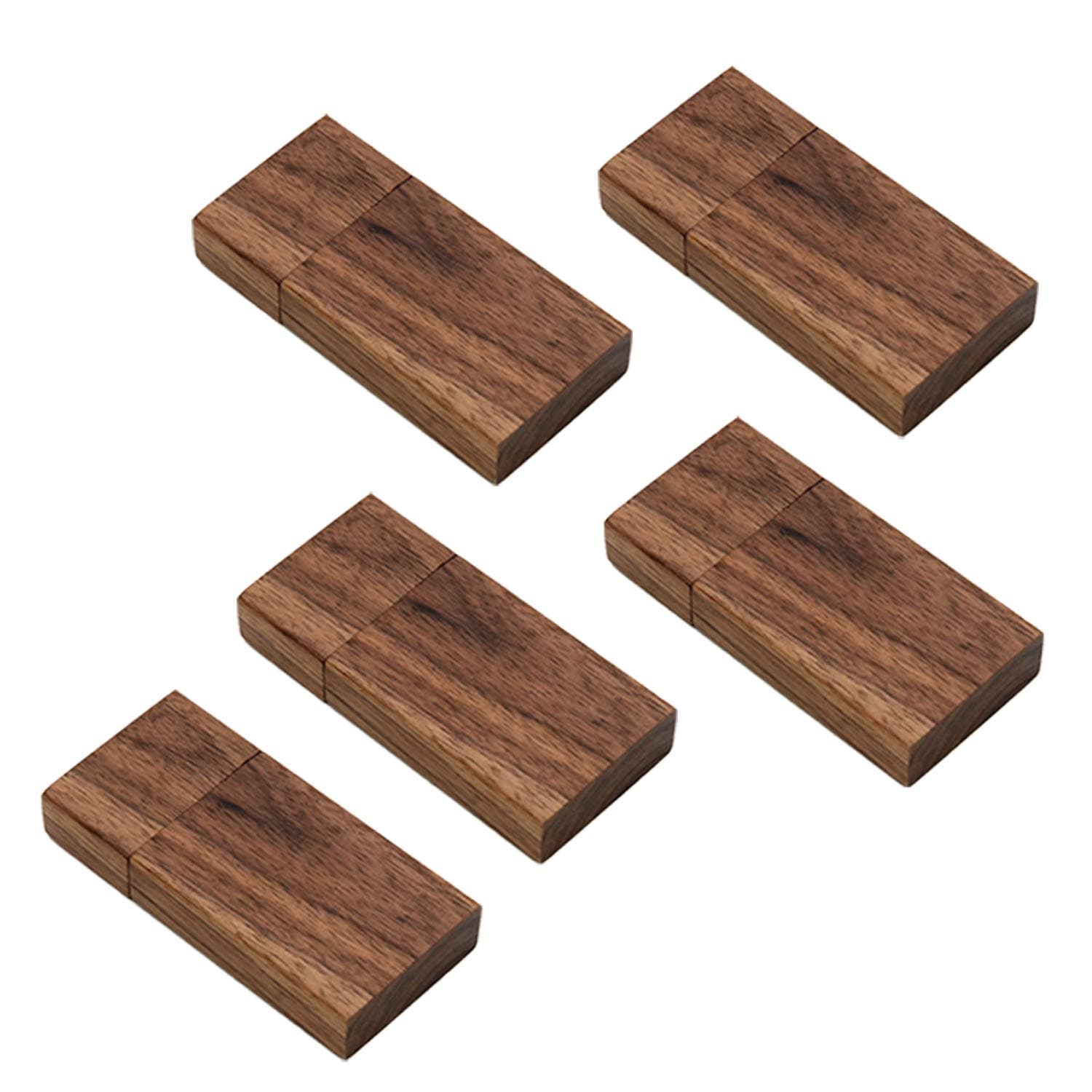 32GB Memory Stick 5 Pack USB Stick Flash Drive Storage Stick USB Drives 32 GB Wood USB Stick JBOS Thumb Drives Gig Stick USB2.0 Pen Drive for Digital Date Storage, Zip Drive, Jump Drive - Walnut