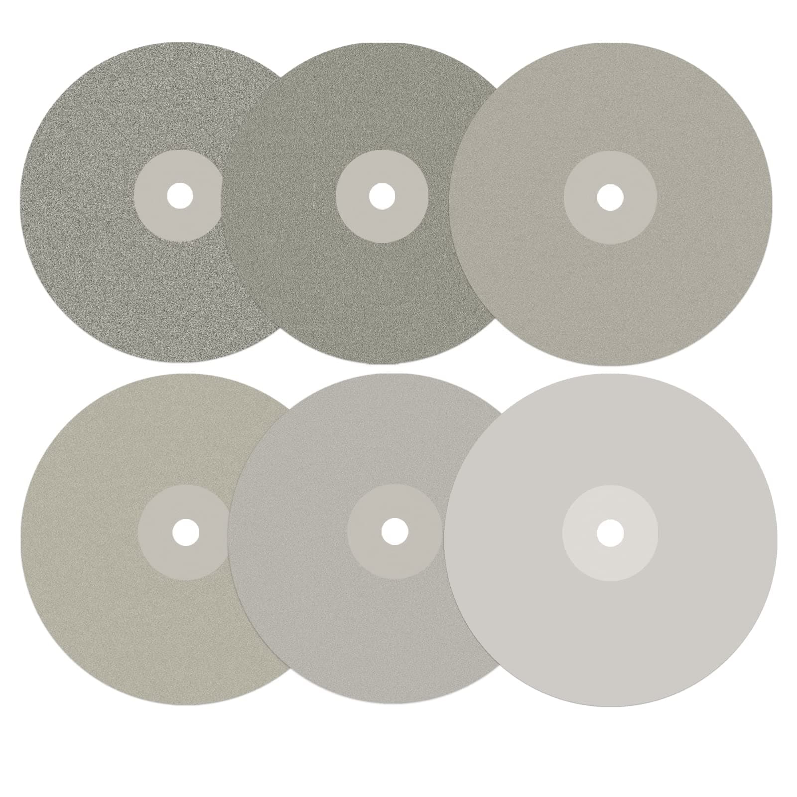 DZQ 6Pcs Diamond Flat Lap Wheel Disc Arbor Hole 8" x 1/2" Abrasive Lap 240 320 600 800 1200 3000 Grit for Cutting or Sanding Stone and Glass