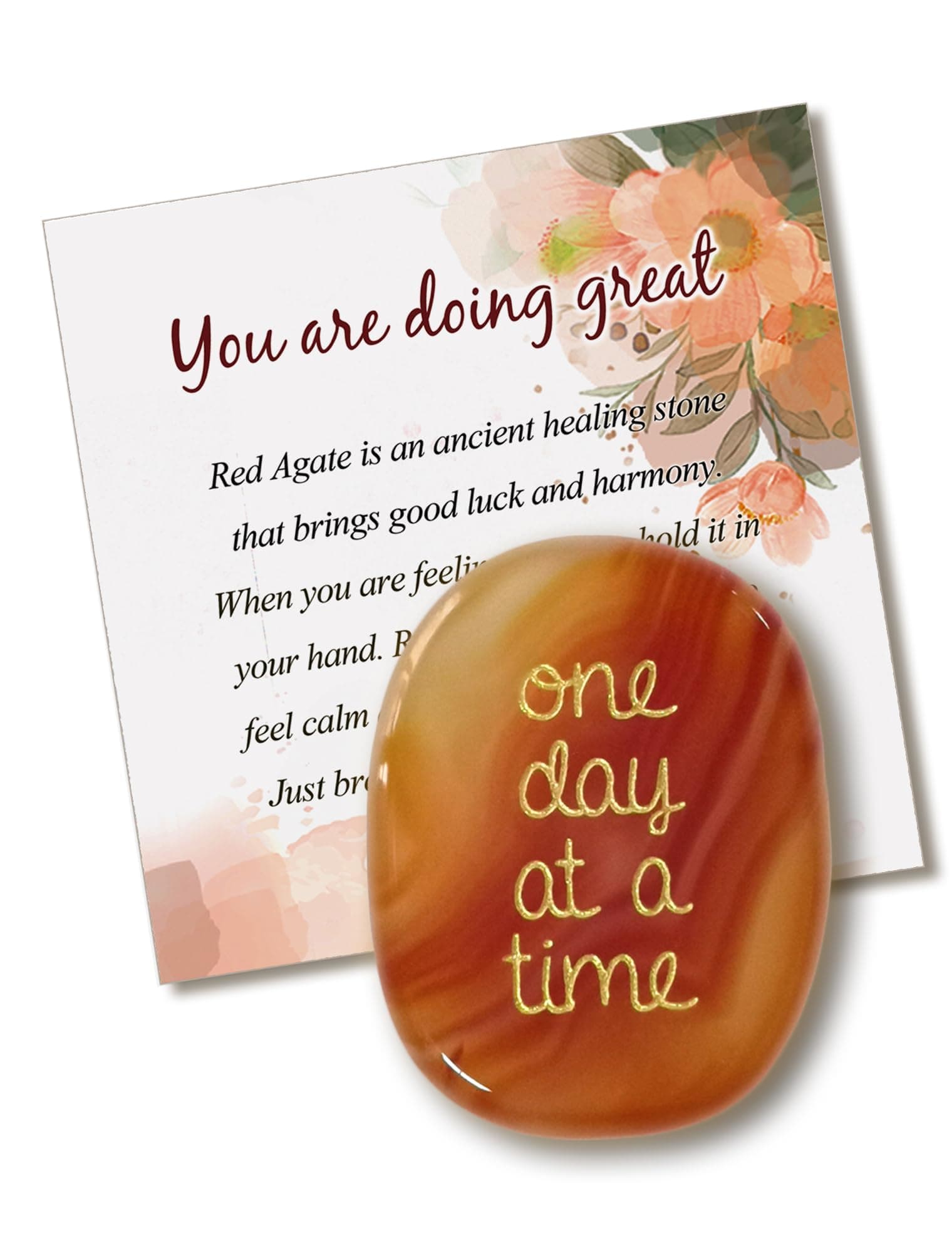 SOLICIEL One Day at A Time Agate Healing Crystal, Thinking of You Gifts for Him for Her Anxiety Relief Items You Got This Sobriety Gifts Inspirational for Best Friend for Women Men