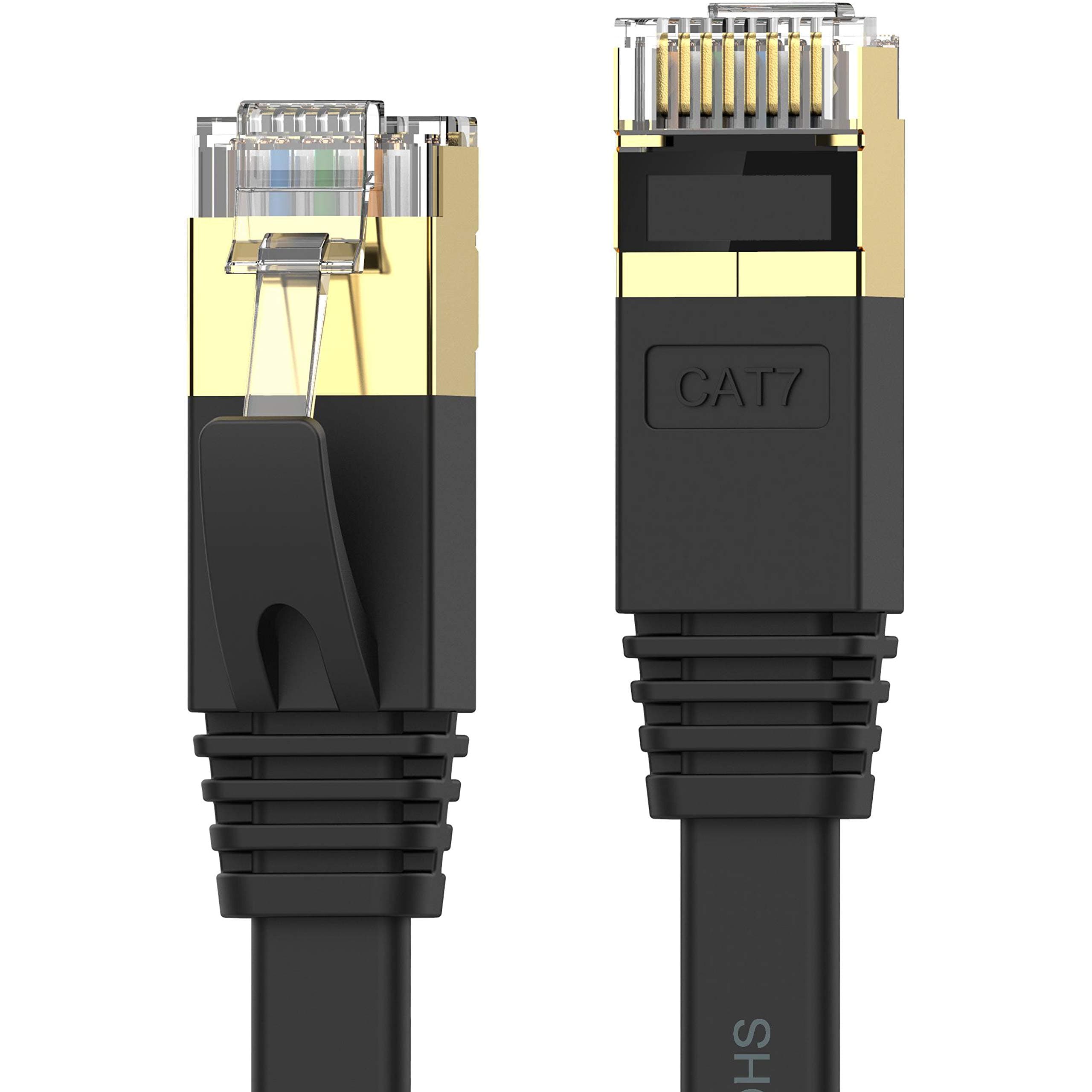 Senetem LAN Cable, 30m CAT7 Ultra Flat LAN Cable, Category 7 High Speed Lan Cable, 10Gbps/600MHz, CAT7 Compliant, Ethernet Cable, RJ45, Anti-Crack, Soft, Slim, Black, Outdoor Modem, Router, PS3, PS4,