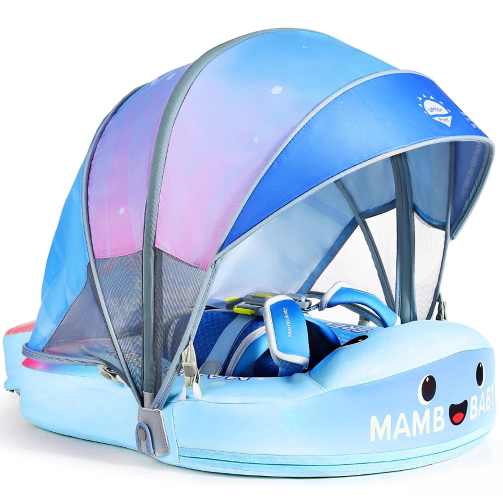 3 Swim Method Add Bed More Comfortable Mambobaby Float with Canopy and Tail Skin-Friendly Infant Pool Float Non Inflatable Baby Swim Float Mambo Float Swim Trainer for Boys Girls