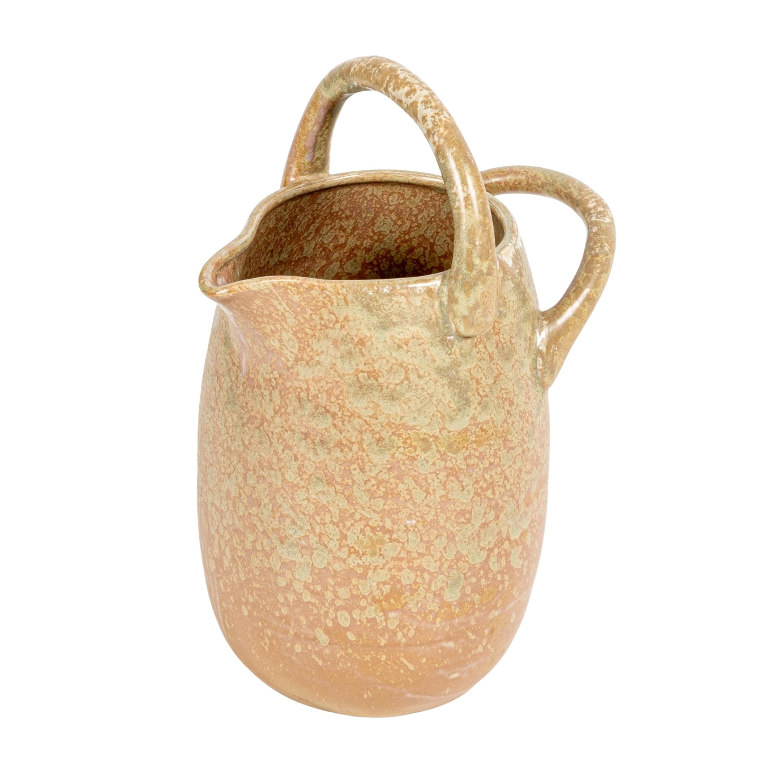 Creative Co-Op 80 oz. Stoneware Watering Pitcher with Handles, Reactive Glaze