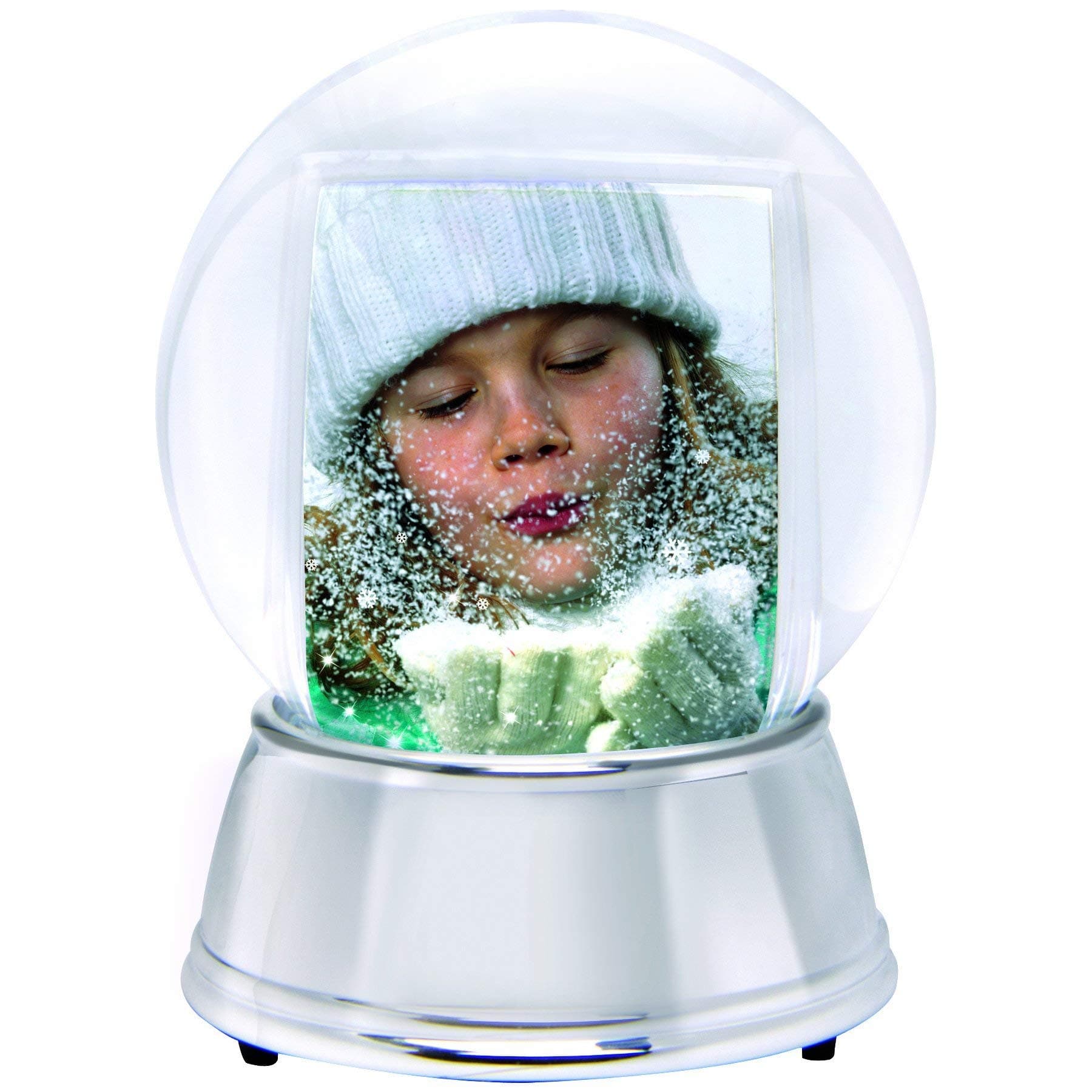 Neil Enterprises Inc. Large LED Light Up Photo Snow Globe w/Silver Base