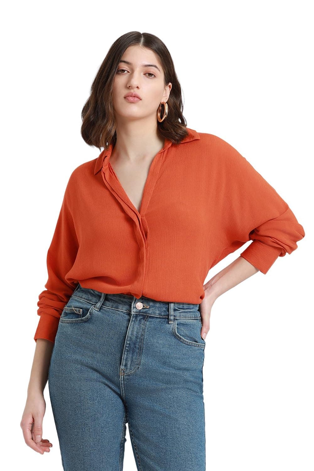 DL WomanSolid Oversized Crinkled Shirt