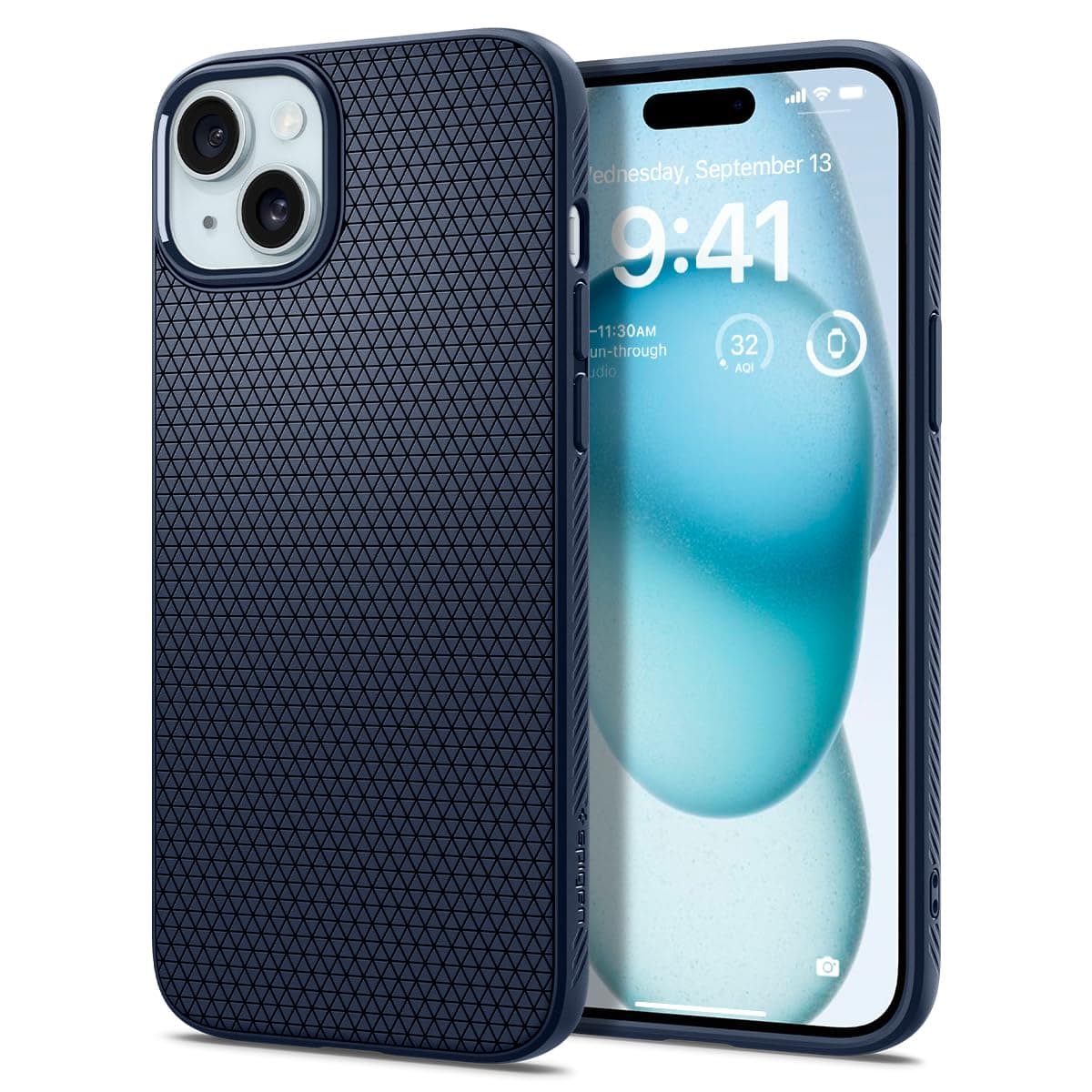 Spigen Liquid Air Back Cover Case for iPhone 15, Durable Protection, Air Cushion Technology - TPU | Navy Blue