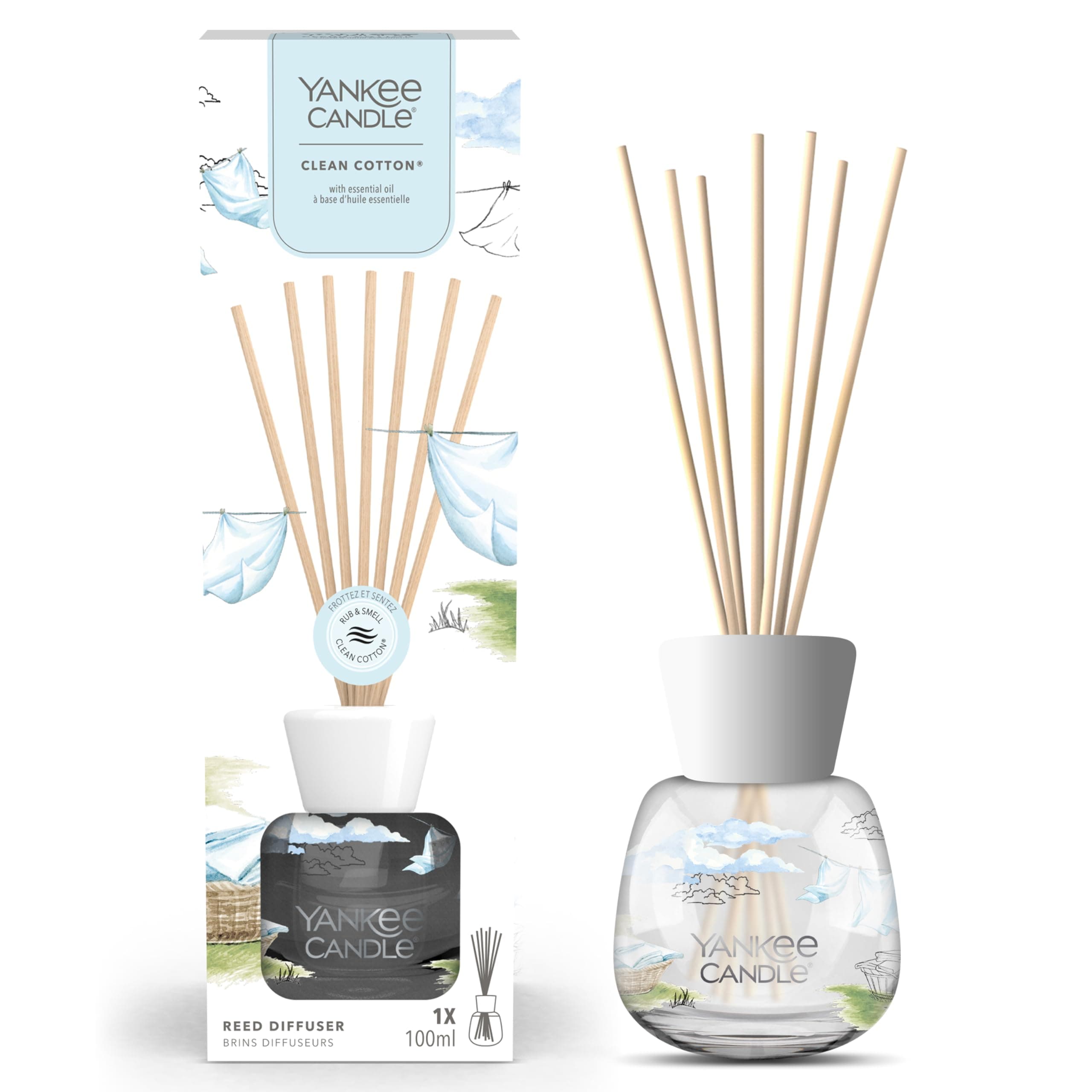 Signature Scented Reed Diffuser | Clean Cotton Aroma Diffuser | up to 10 Weeks of Fragrance | 100 ml for Women