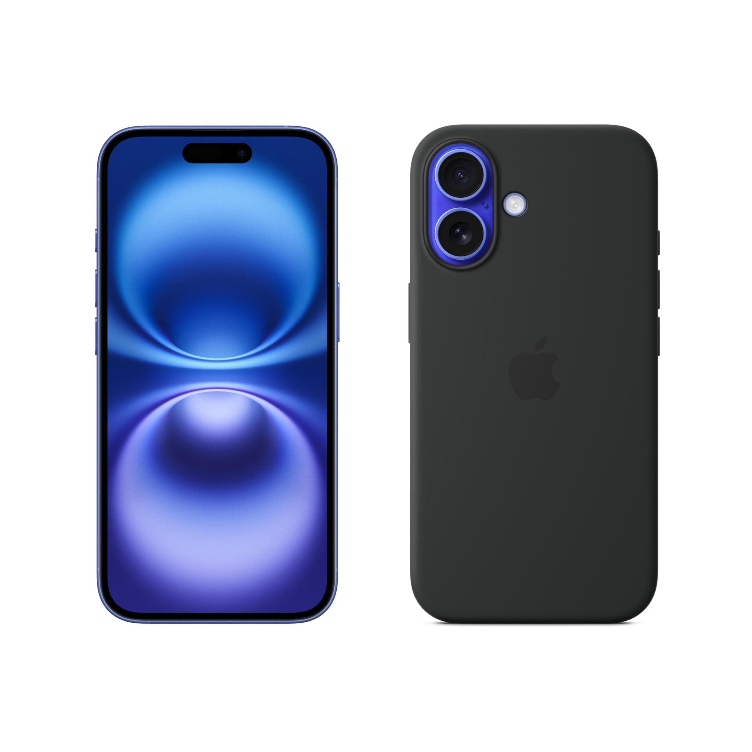 Apple iPhone 16 128GB: 5G Mobile phone with Apple Intelligence - Ultramarine + Silicone Case with MagSafe - Black