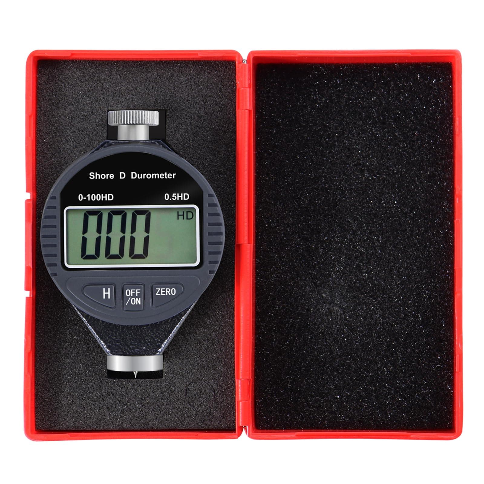 Hardness Tester, Durometer Shore Type D 0-100HD, Digital Durometer 0.1HD Resolution, with Large LCD Display for Rubber, Plastic, Tire, Flooring