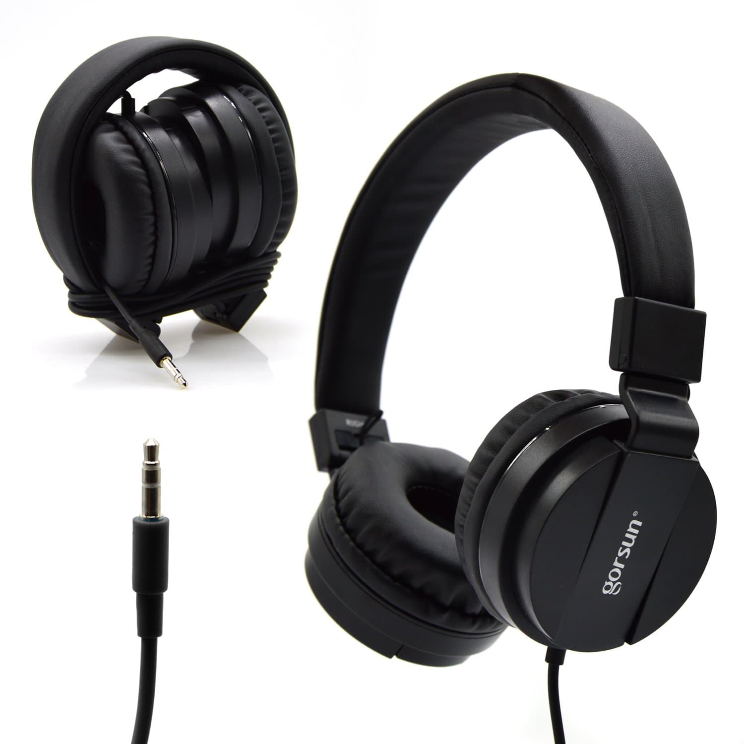 Bluelark Portable 3.5mm Foldable Over-Ear Headphone Headset Wired Pure Musical Audio Headphones Lightweght Cord Earphones Stereo Headsets for Phones, PC, MP3/ MP4 Player and More (Black)