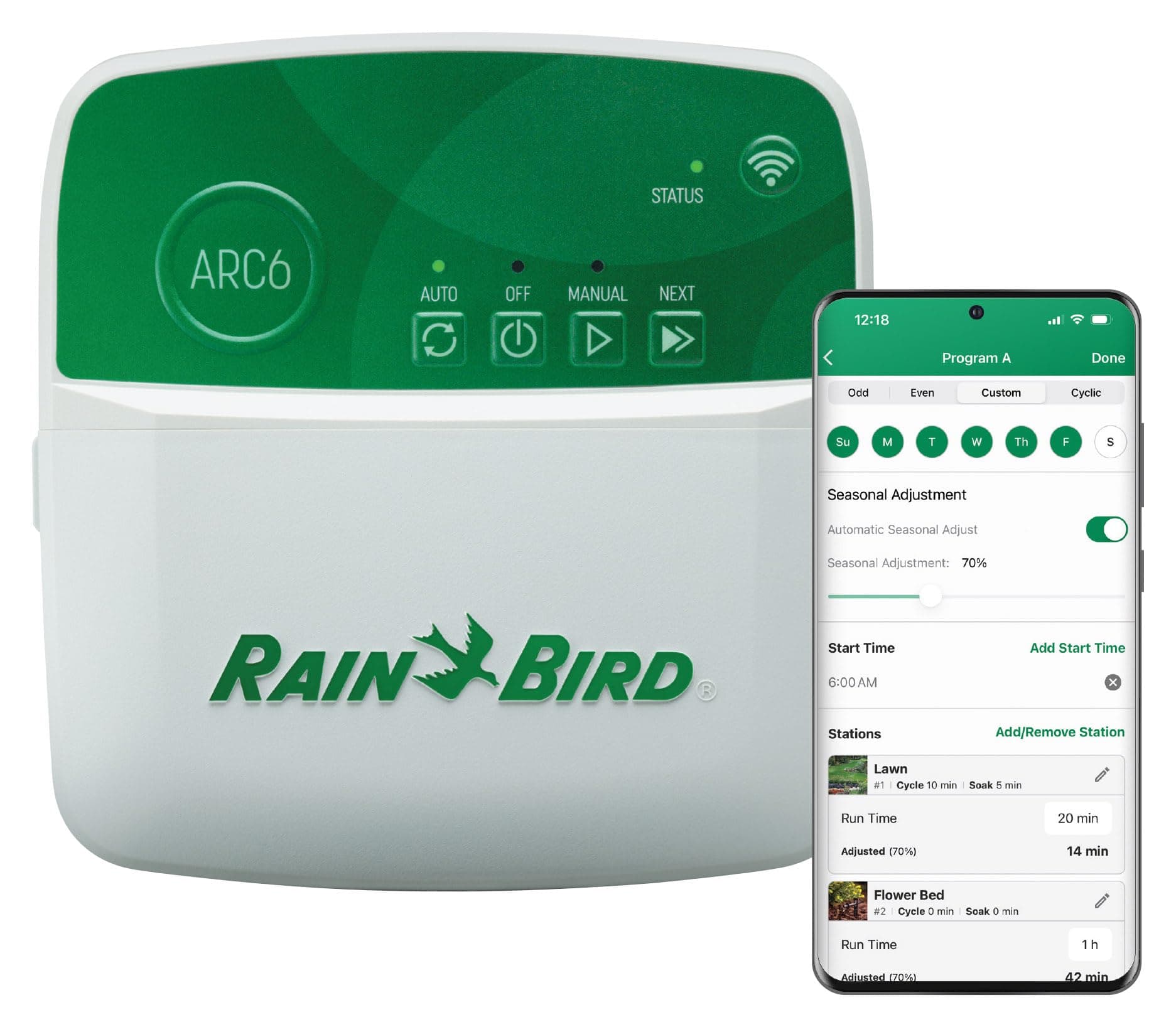 Rain Bird ARC6 App-Based Indoor Smart Irrigation WiFi Timer/Controller, 6-Zone/Station, EPA WaterSense Certified, Compatible with Alexa