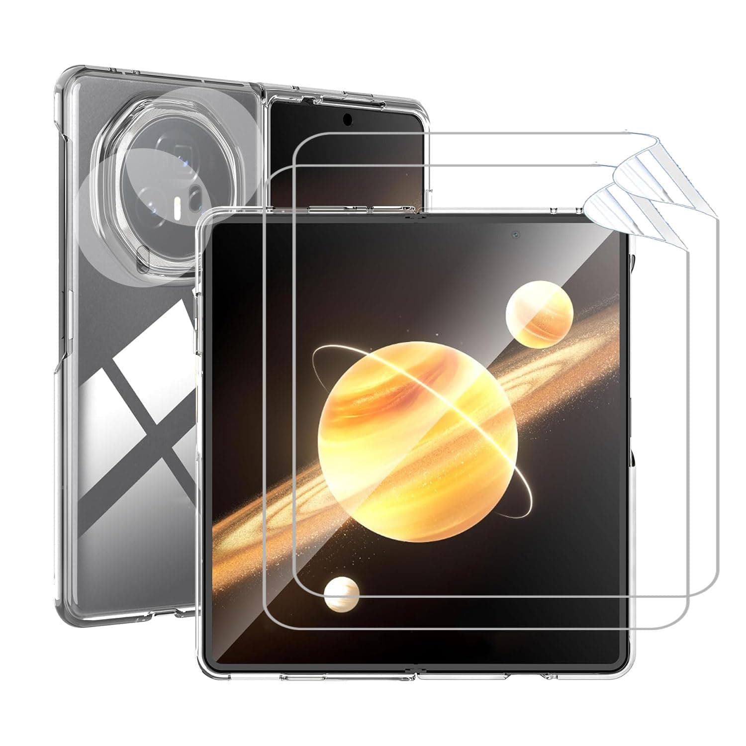 1+2+2PCS Compatible with Honor Magic V 3 Case & Screen Protector (Hydraulic Film)& Camera Screen Protector Soft Scratch-Proof Transparent Cover