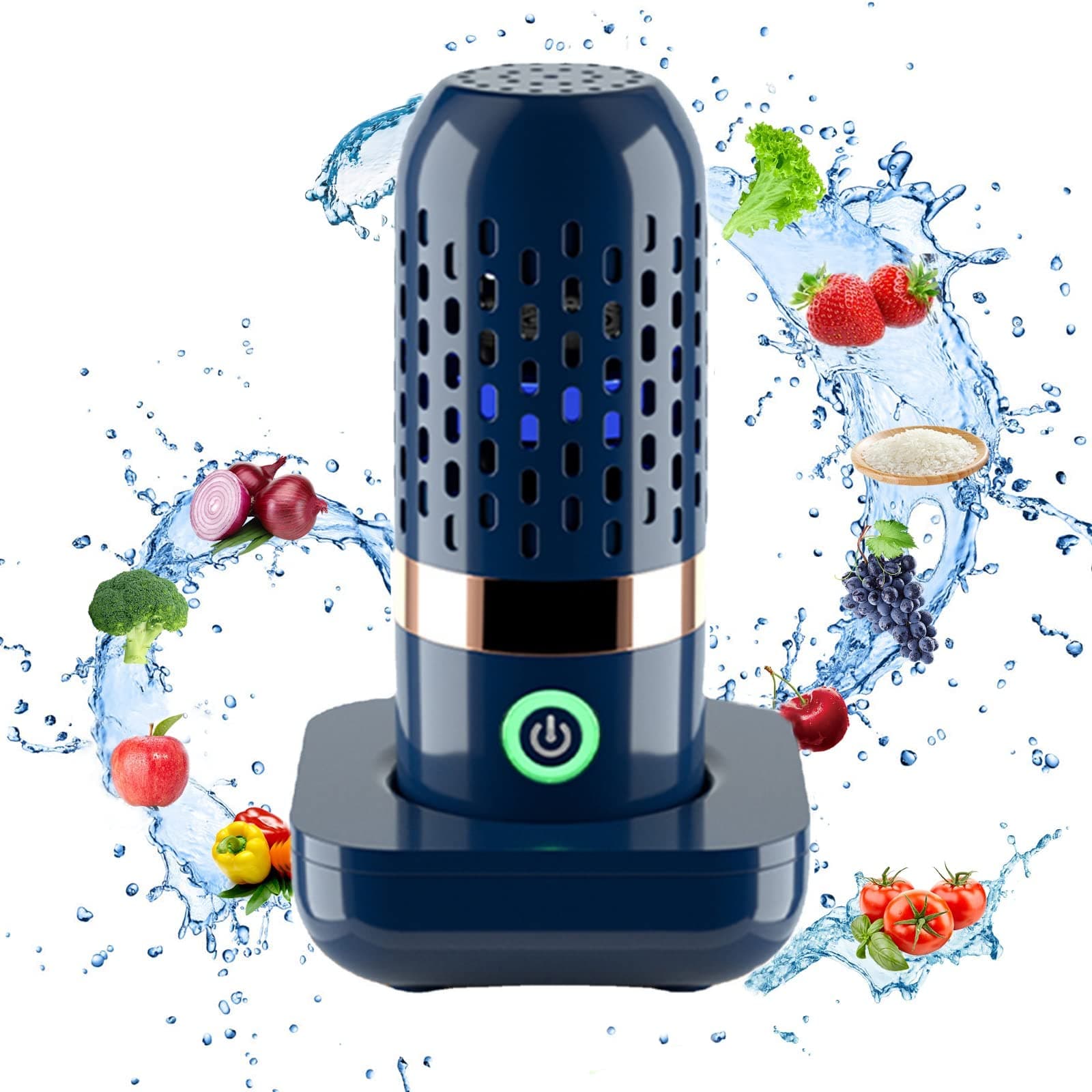 Fruit and Vegetable Washing Machine, Fruit and Vegetable Cleaner, Fruit Cleaner Device，Portable Fruit Purifier with OH-ion Purification Technology for Cleaning Fruit, Vegetable，Tableware (Blue)