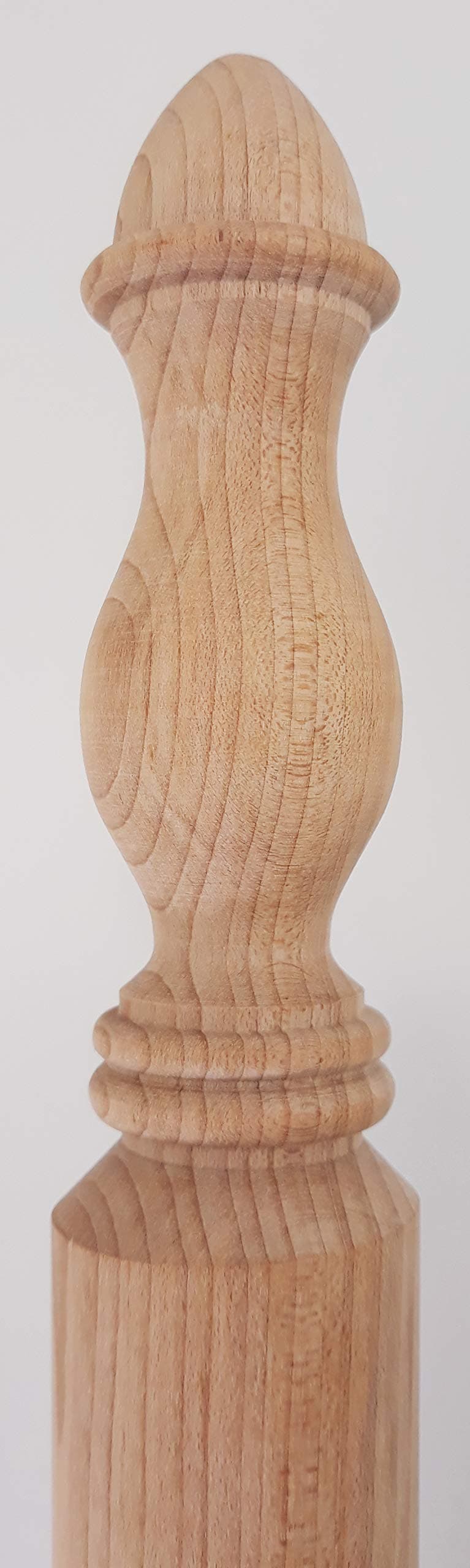 Round Traditional Corner Guard Both Ends Turned - 42" Tall x 1 3/8" Wide 90 Degree Notch Unfinished Maple Wood Corner Protectors for Walls (1 Guard)