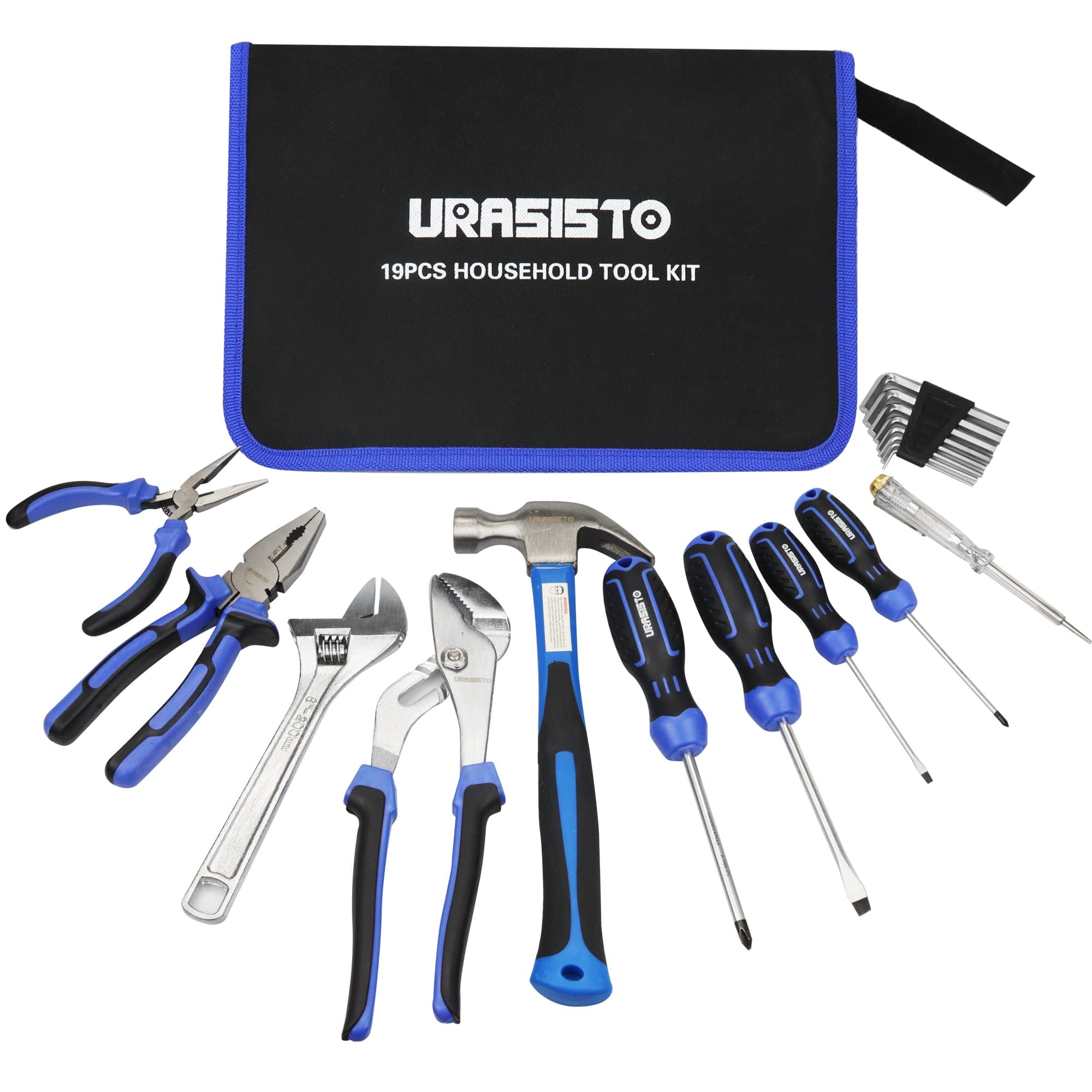 19-Piece Home Tool Kit Hand Tool Set with Easy Carrying Pouch Perfect for DIY, Home Maintenance
