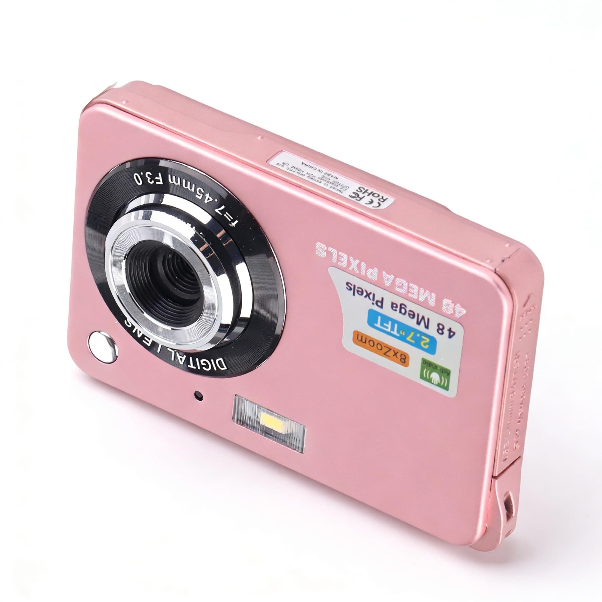 4K Digital Camera for Kids & Beginners | 48MP Mini Vlogging Camera with 2.7" LCD, 8X Zoom, Fill Light | Compact Rechargeable Video Recorder for Travel & YouTube (Pink)