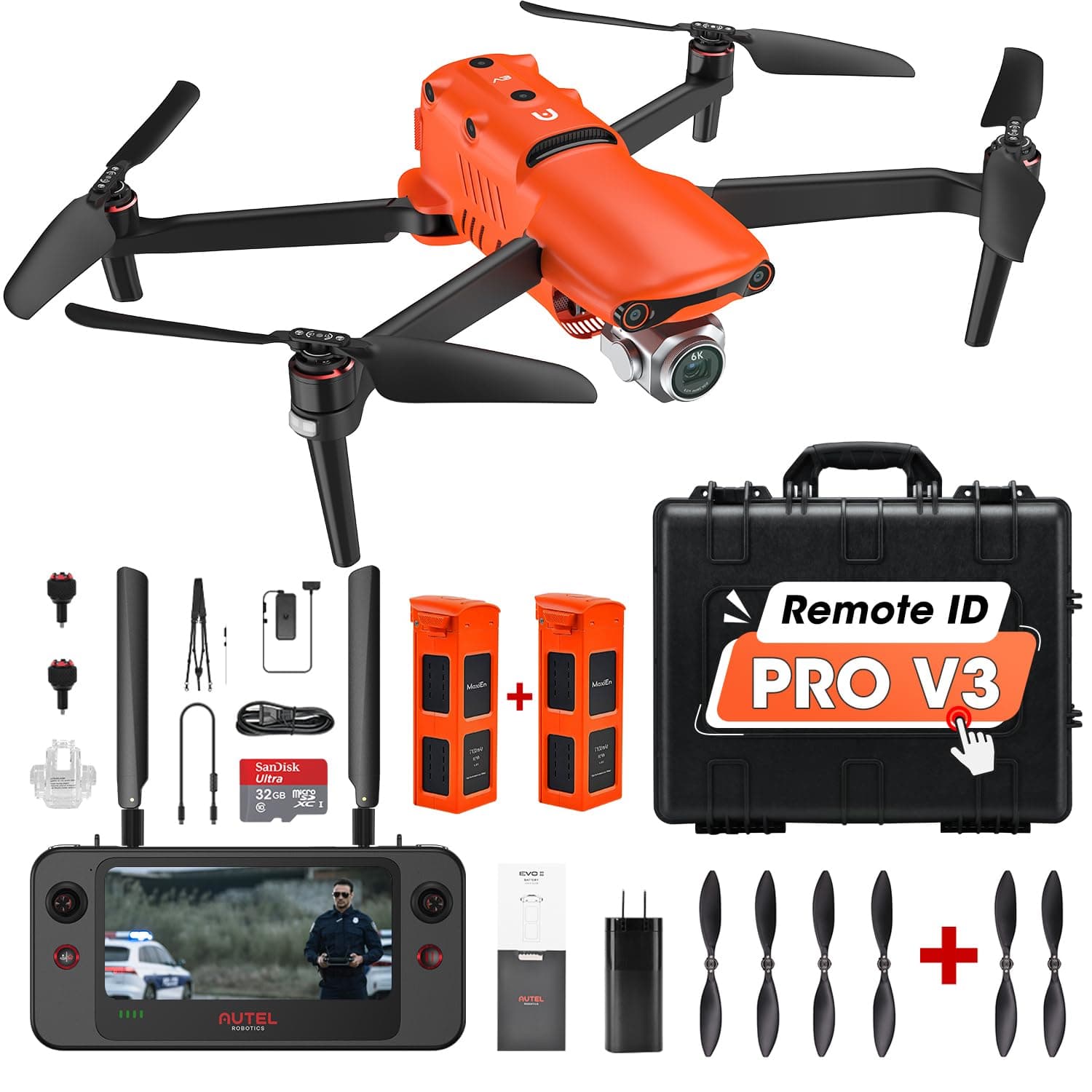 Robotics EVO 2 Pro V3: Son-y 1" CMOS Sensor & 6K HDR Video, Moonlight Algorithm 2.0, Max ISO 44000,12-Bit DNG, 6.4" Smart Controller SE,15KM Transmission, No Geo-Fencing, 360° Obstacle Avoidance