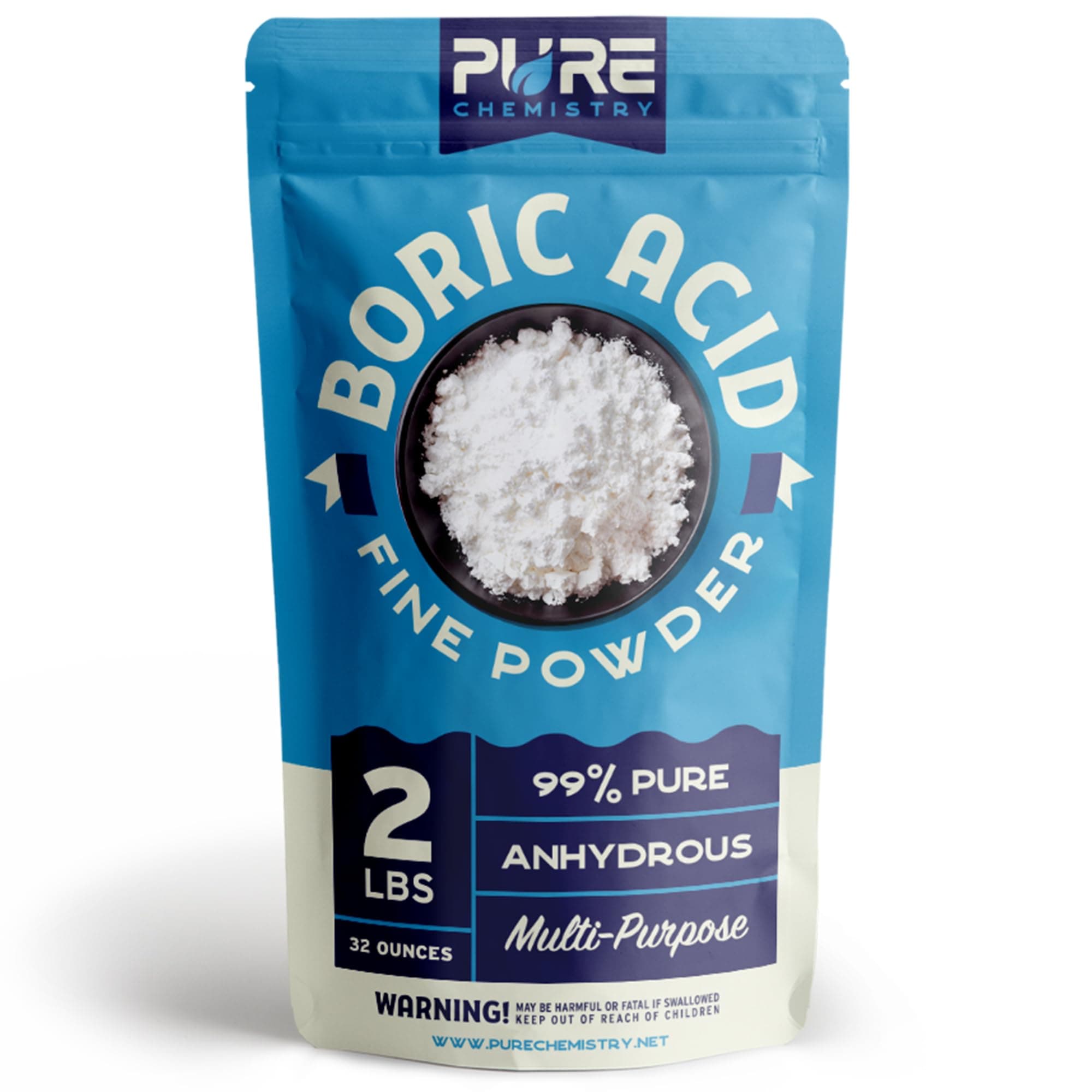 Ecoxall Bulk Boric Acid, 99.9% Pure, Laundry Stain Remover and Deodorizer, Kitchen, Household, Industrial Strength Commercial Cleaner, Drain Unclogger, Granular Powder, 2 lbs
