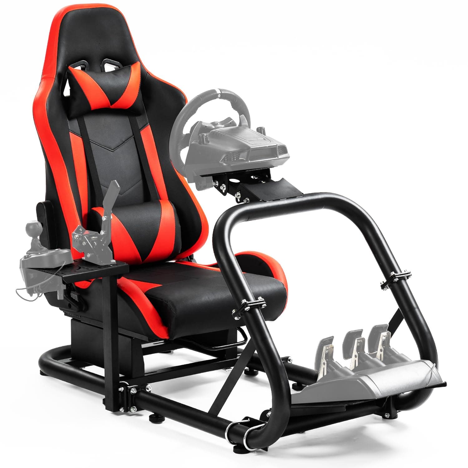 Dardoo G29 Racing Simulator Cockpit with Seat Fit for Thrustmaster T300RS, for Logitech G25 G27 G920 G923, for Fanatec, Ultra-Sturdy Alloy Steel Steering Wheel Stand,Without Wheel,Pedal & Handbrake