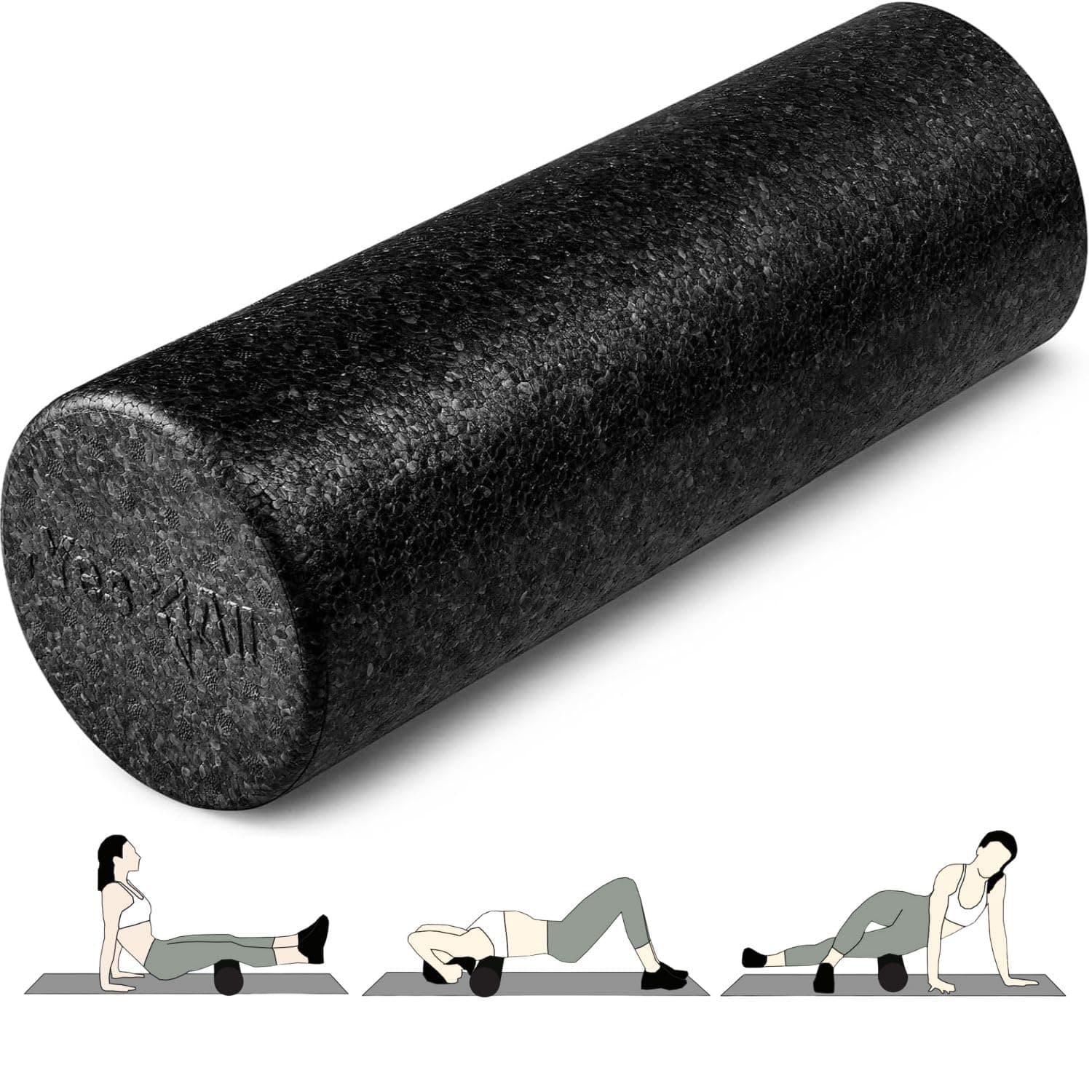 High-Density EPP Round Back Roller Foam, Exercise Foam Roller for Yoga, Pilates & Stretching - 12, 18, 24, 36 inch