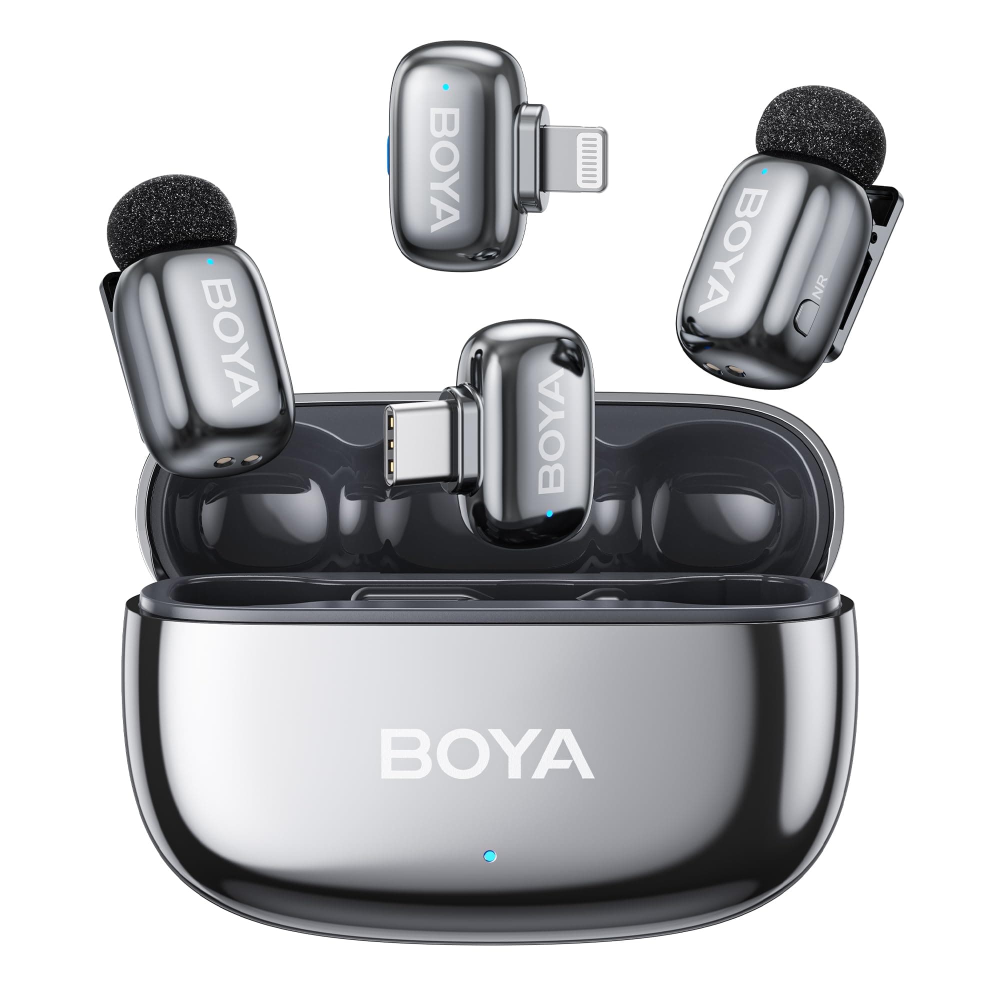 BOYA mini 2 Wireless Microphone 5g Ultra-light Pin Microphone Compatible with iPhone 17/16/15 Series Android Sound Collecting Microphone Noise Canceling APP Control Transmission Distance 100m 30 Hours
