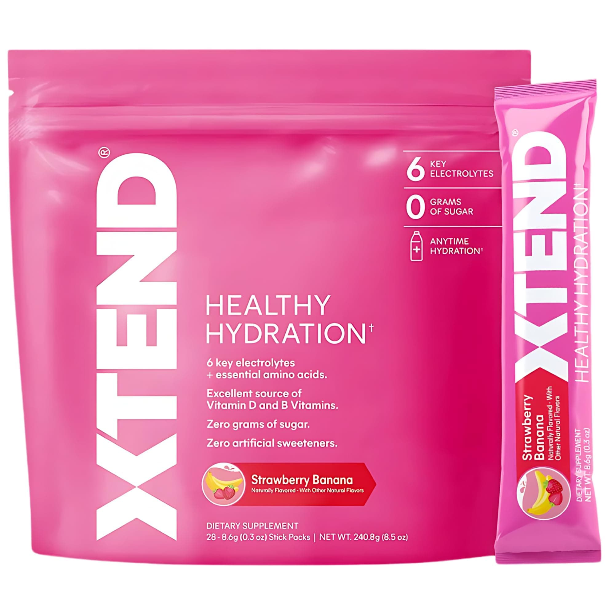 XTEND Healthy Hydration | Superior Hydration Powder Packets | Electrolyte Drink Mix | 3 Essential Amino Acids | NSF Certified for Sport | 28 Sticks
