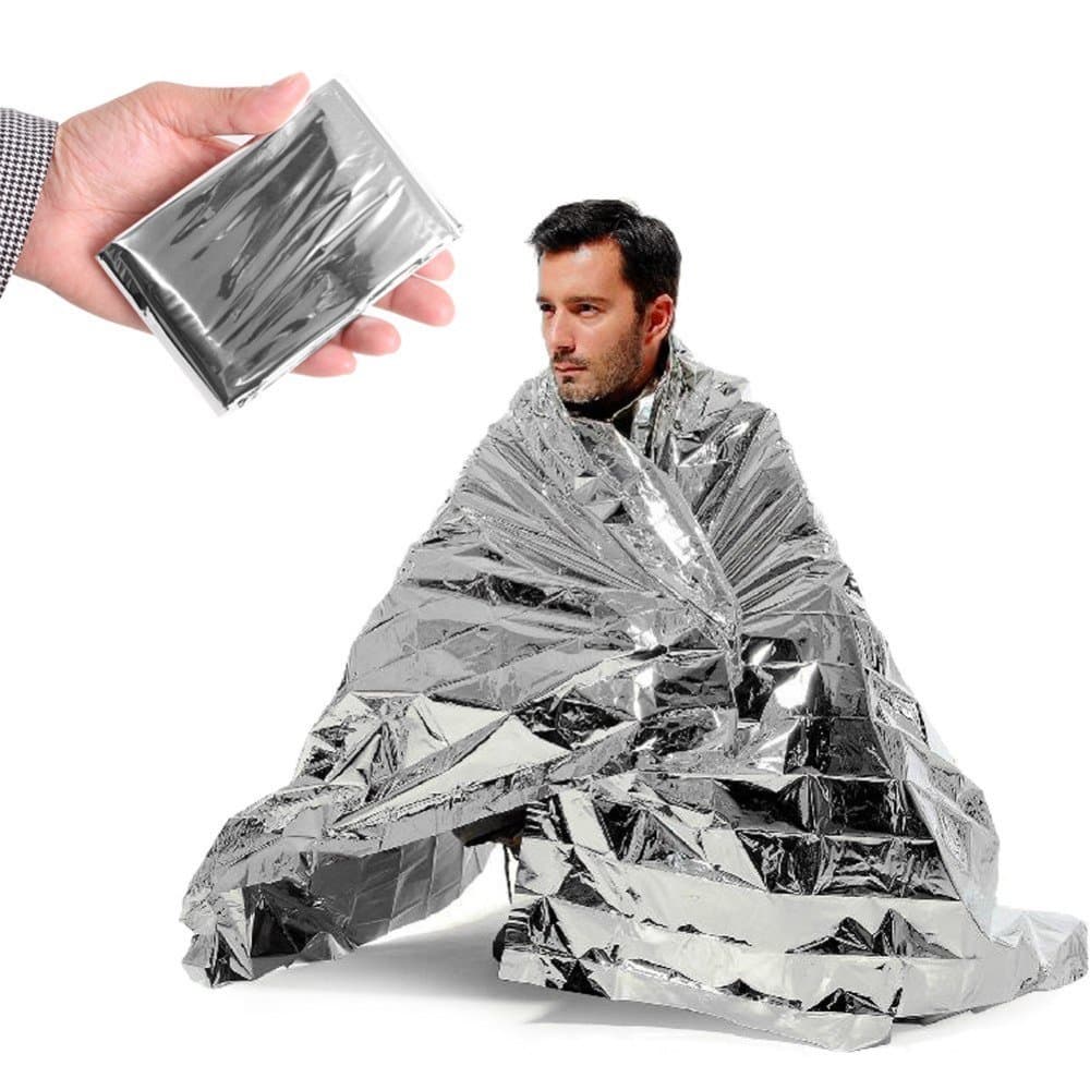 Emergency Silver Mylar Thermal Compact Waterproof Blankets for First Aid Kits, Natural Disasters Equipment, Retain Body Heat, Keeps You Warm (Pack of 10) by Super Z Outlet by Super Z Outlet
