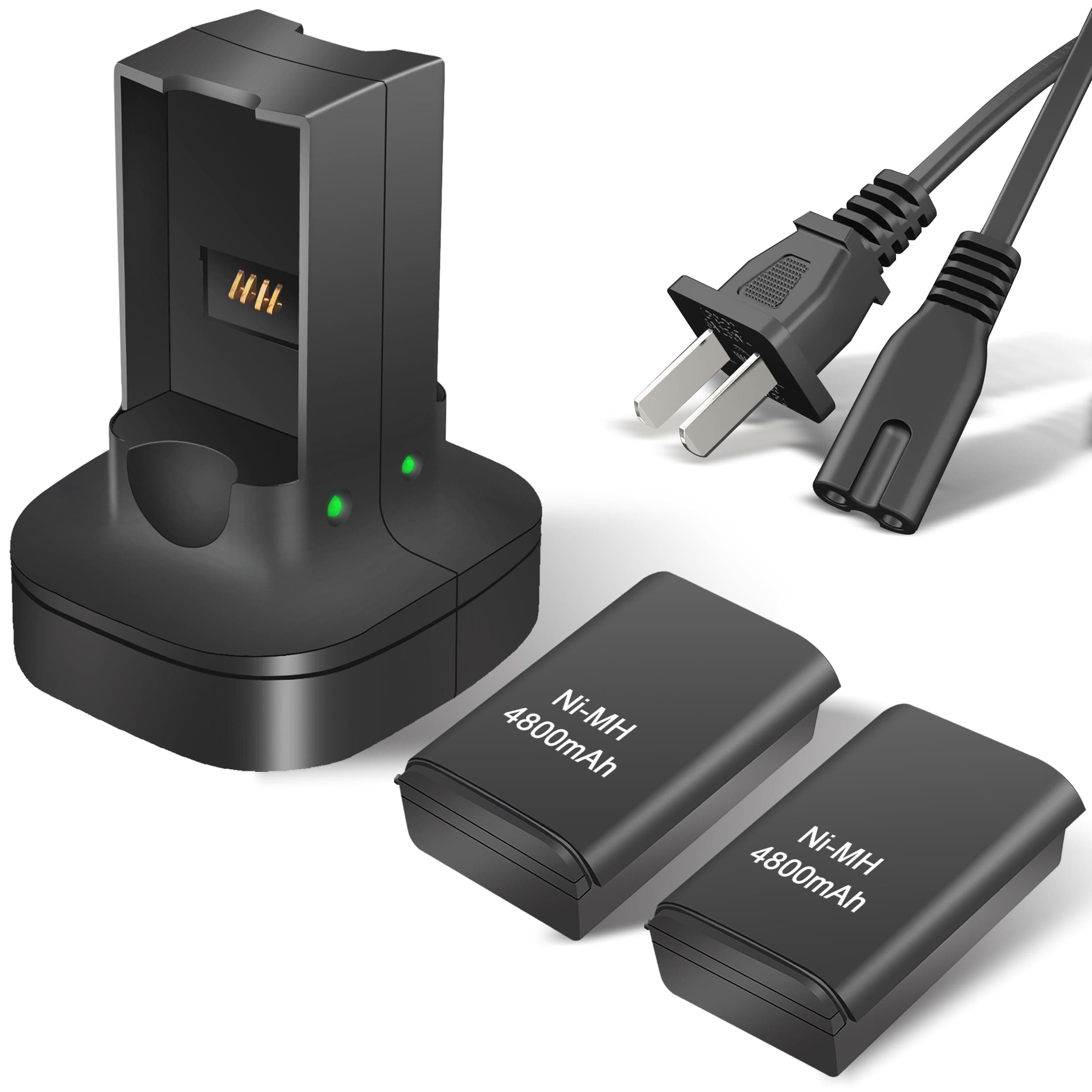 2Pack 4800mAh Rechargeable Battery Compatible with Xbox 360 Controller, Dual Charging Station Dock Charger Compatible with Xbox 360 Controller Battery Pack