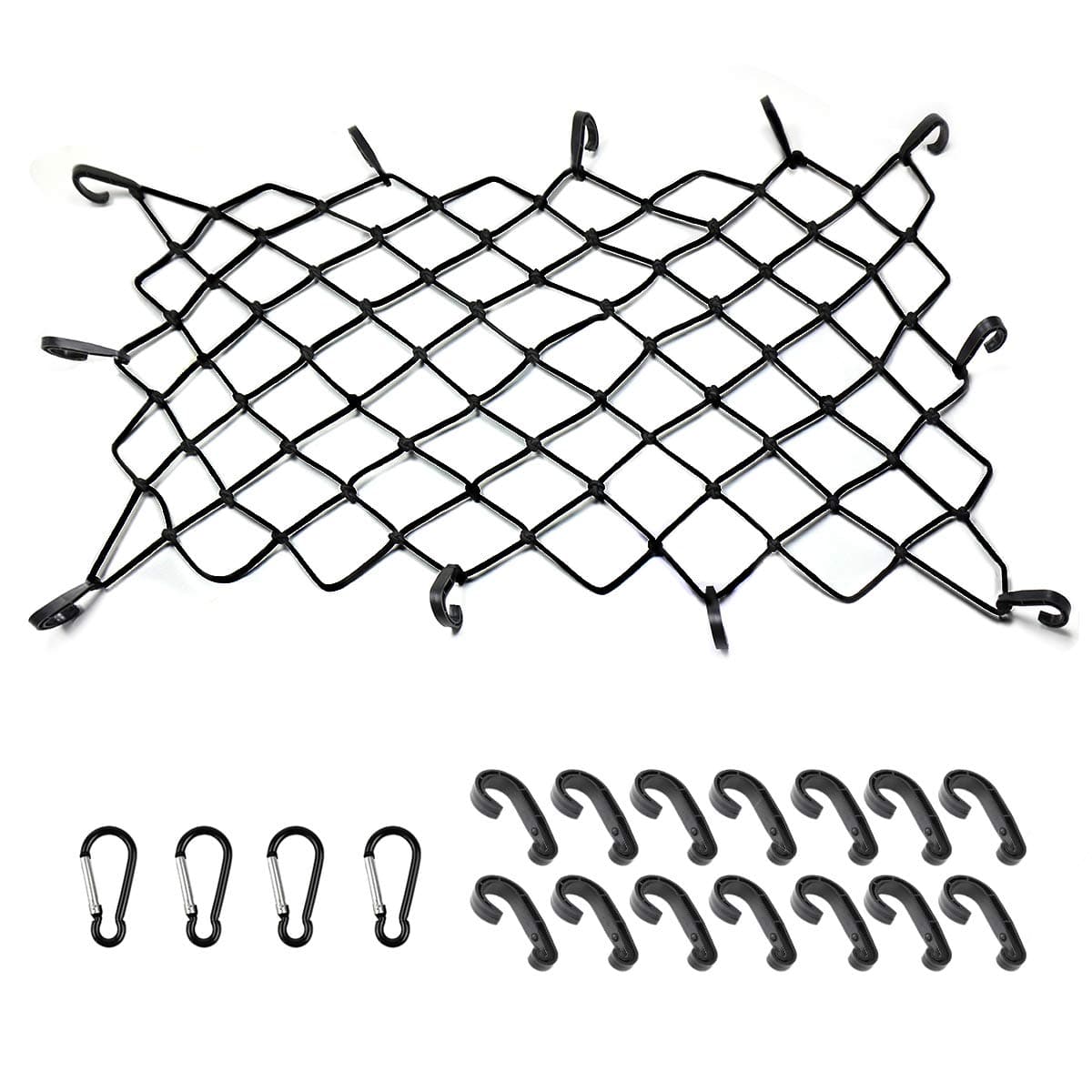 Cargo Nets 47" x 36",6mm Premium Bungee Cord Net,3" x 3" Grid Mesh Cargo Net,Auto Roof Tie-Down Net with 14 Hooks