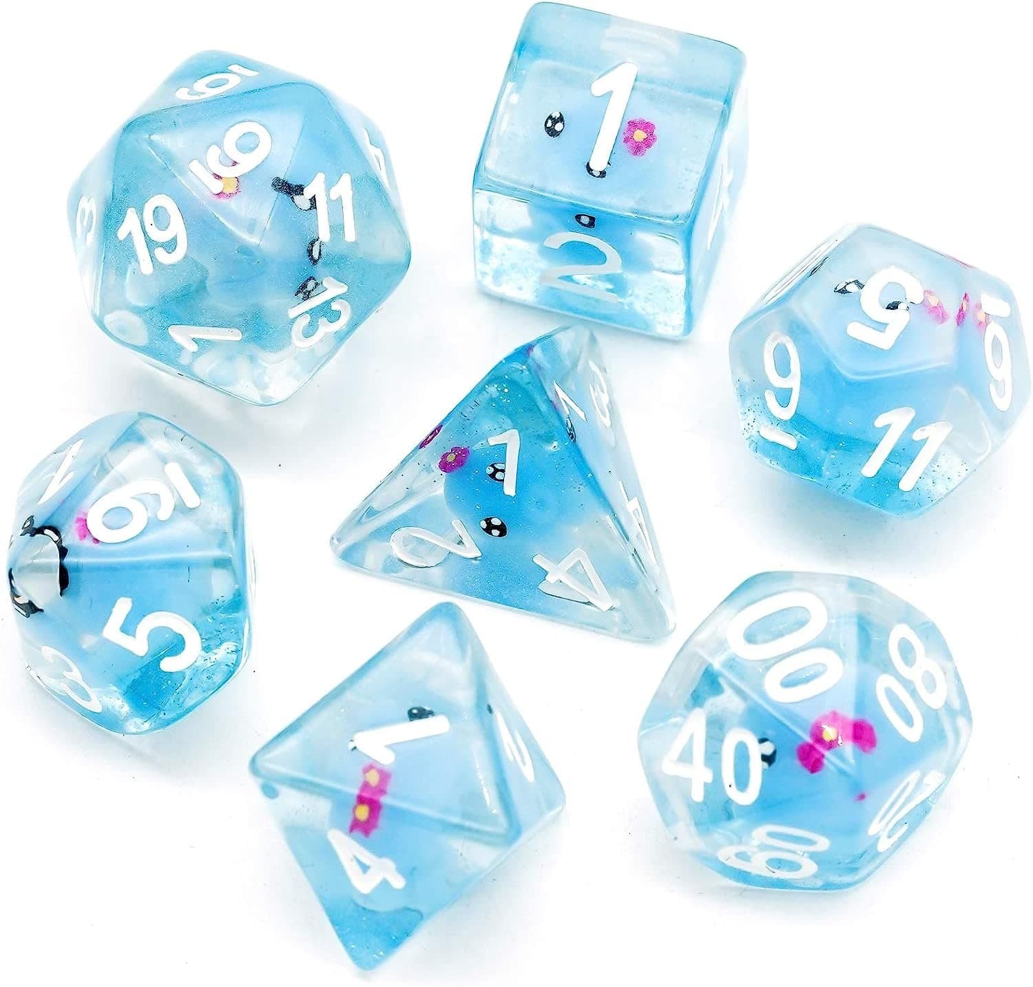 cusdie 7-Die DND Dice, Polyhedral Dice Set Filled with Animal, Animal Dice Set for Role Playing Game D&D Dice (Octopus)