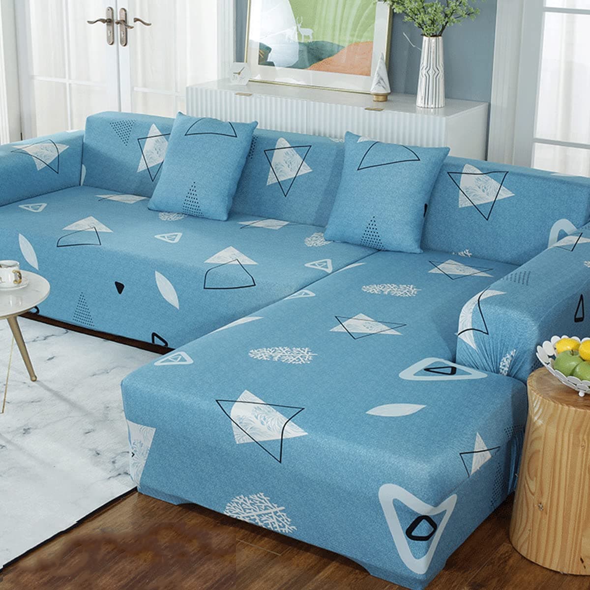 1 pcs Sectional Couch Covers, Printed L-Shaped , Stretch Couch Slipcovers for Sectional Sofa,Suitable for Combined Chaise Longue Cover (Pattern YIXIASE,3 seat )