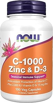 NOW Foods, C-1000 Zinc & D-3, 100 Veggie Capsules