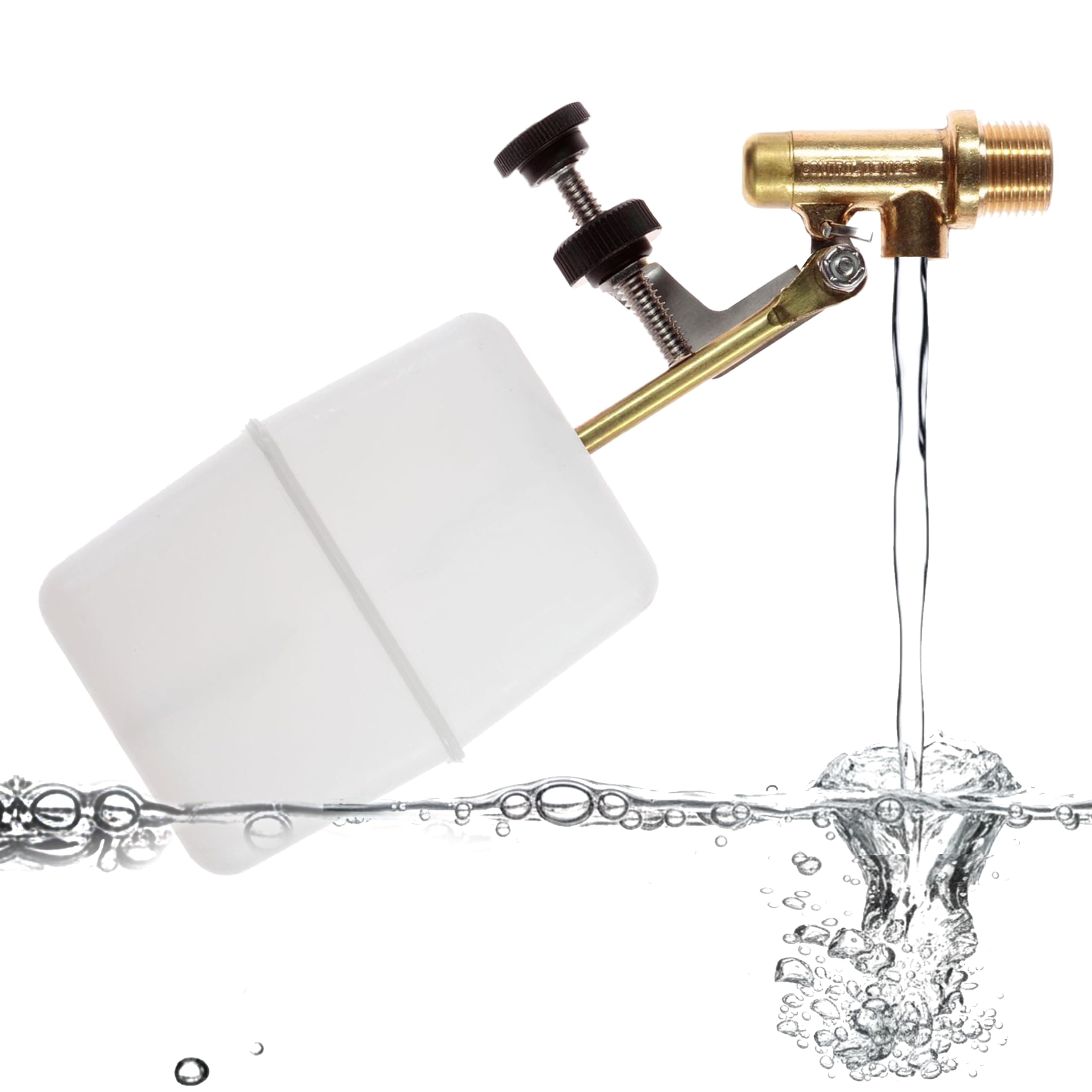 Float Tec EZ Adjust Brass Replacement Float Valve 3/8" NPT Male Threads with 3" arm for Autofill, Pools, Spas, Water fountains, Livestock Water Trough, Water Tanks Fits 8" Canister