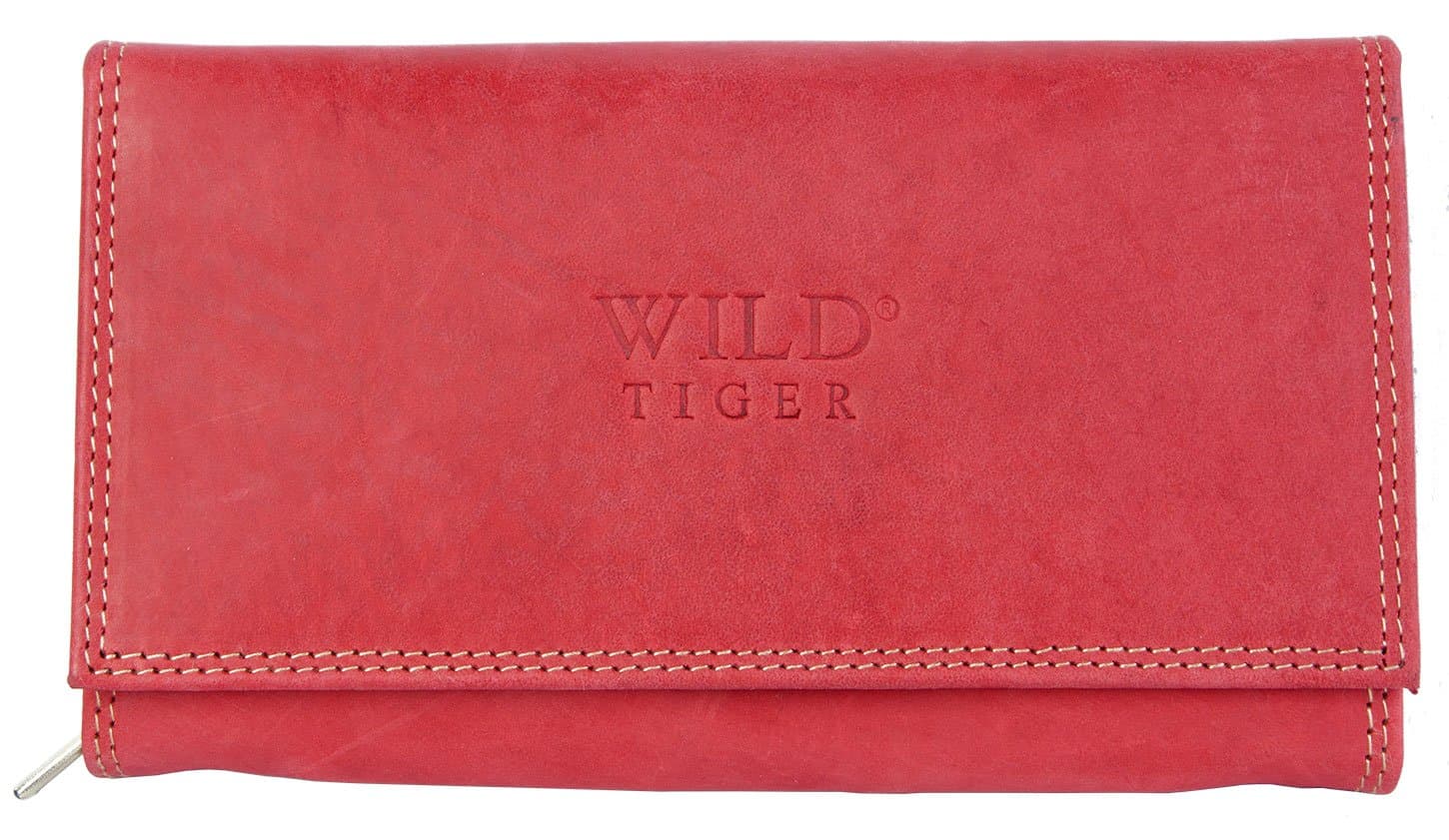 Red Genuine Leather Wallet Wild Tiger