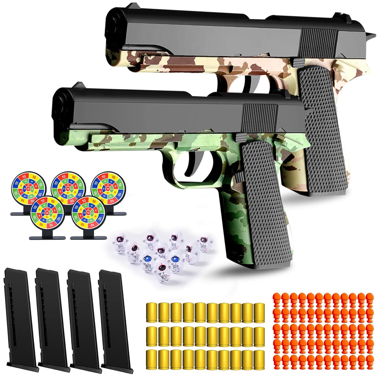 Soft Bullet Gun Toy - Automatic Pull Back Action Semi-Automatic Handgun with Shell Ejection and Auto Rebound, Gun Toy for Teen Boys, Suitable for 3 4 5 6 7 8 Years Old boys And Girls Toys