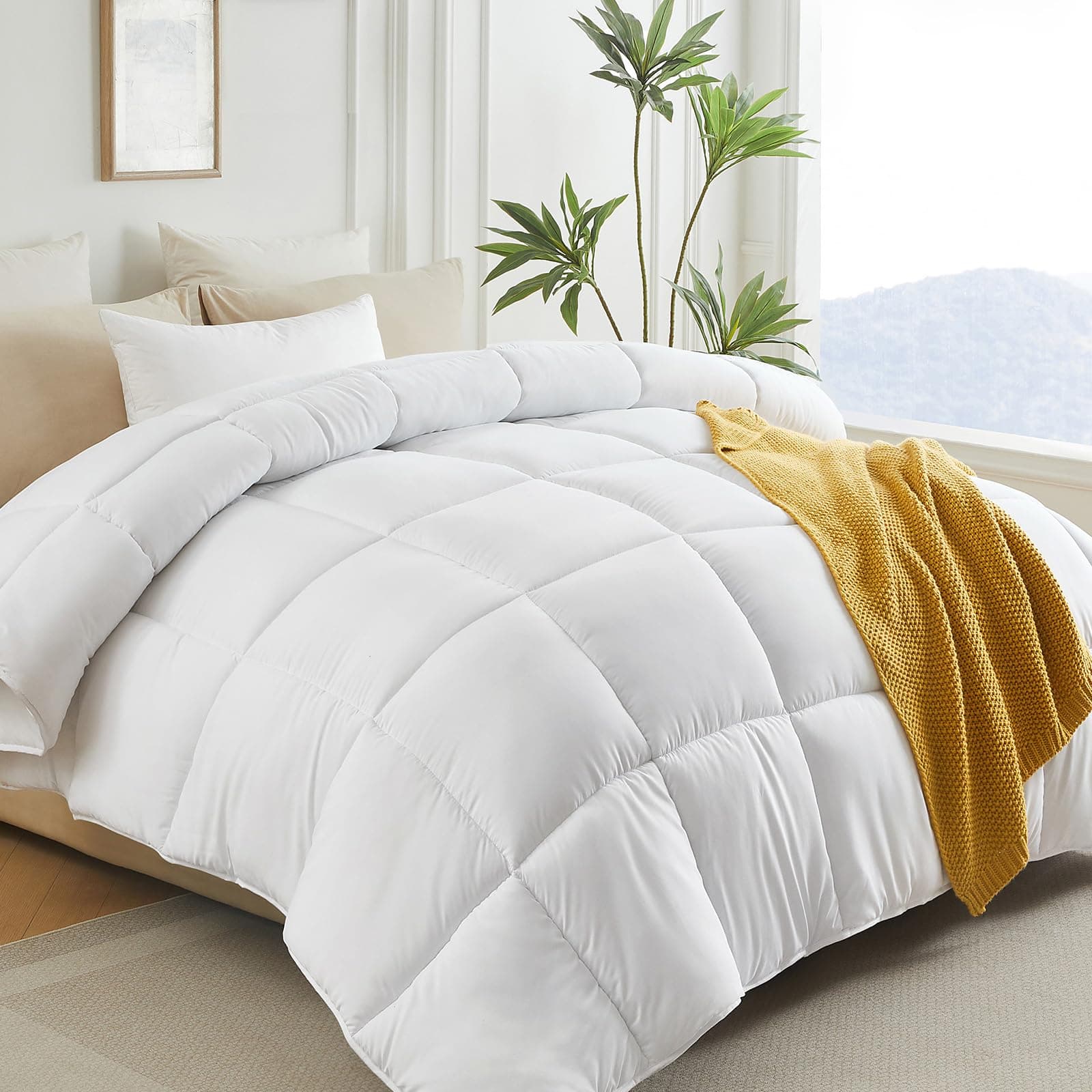 Down Alternative Comforter King Size Duvet Insert,All Season Duvet Insert with Corner Tabs,White Comforter King 106x90Inches