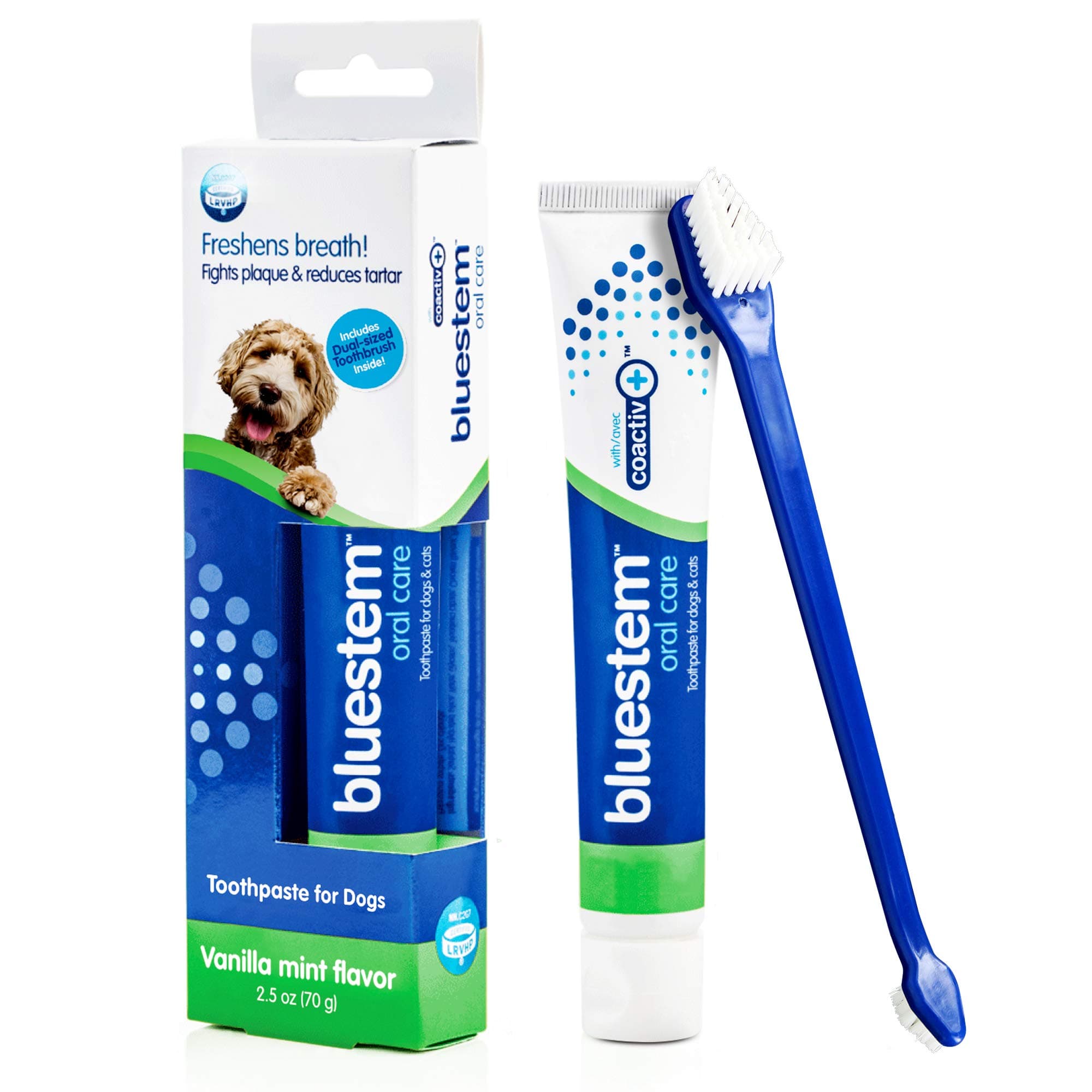 Dog Toothbrush and Toothpaste : Vanilla Mint Flavor Tooth Paste with Tooth Brush for Dogs. Teeth Brushing Cleaner Pet Breath Freshener Oral Care Dental Cleaning Kit. Tartar & Plaque Remover Brushes